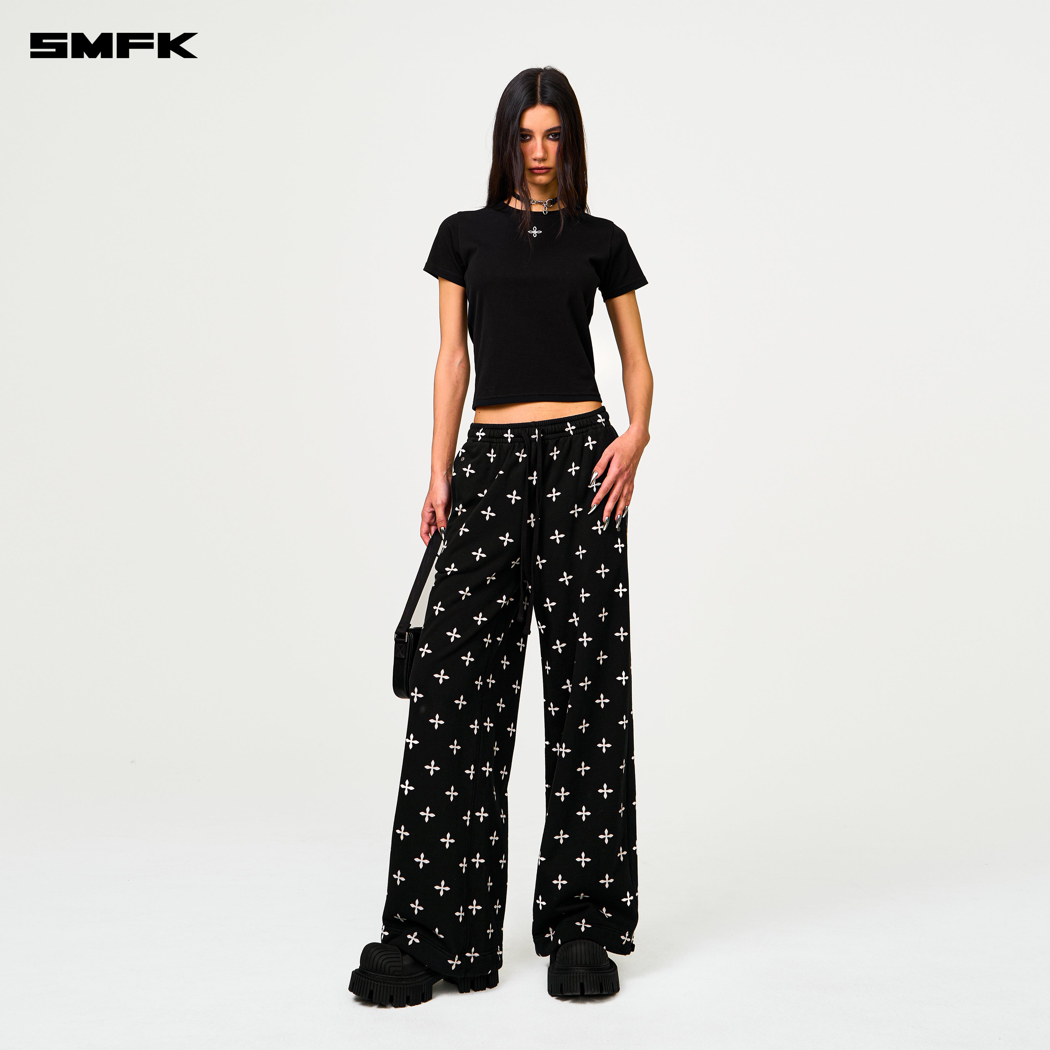 Compass Black Garden Wide-Leg Track Pants – SMFK Official