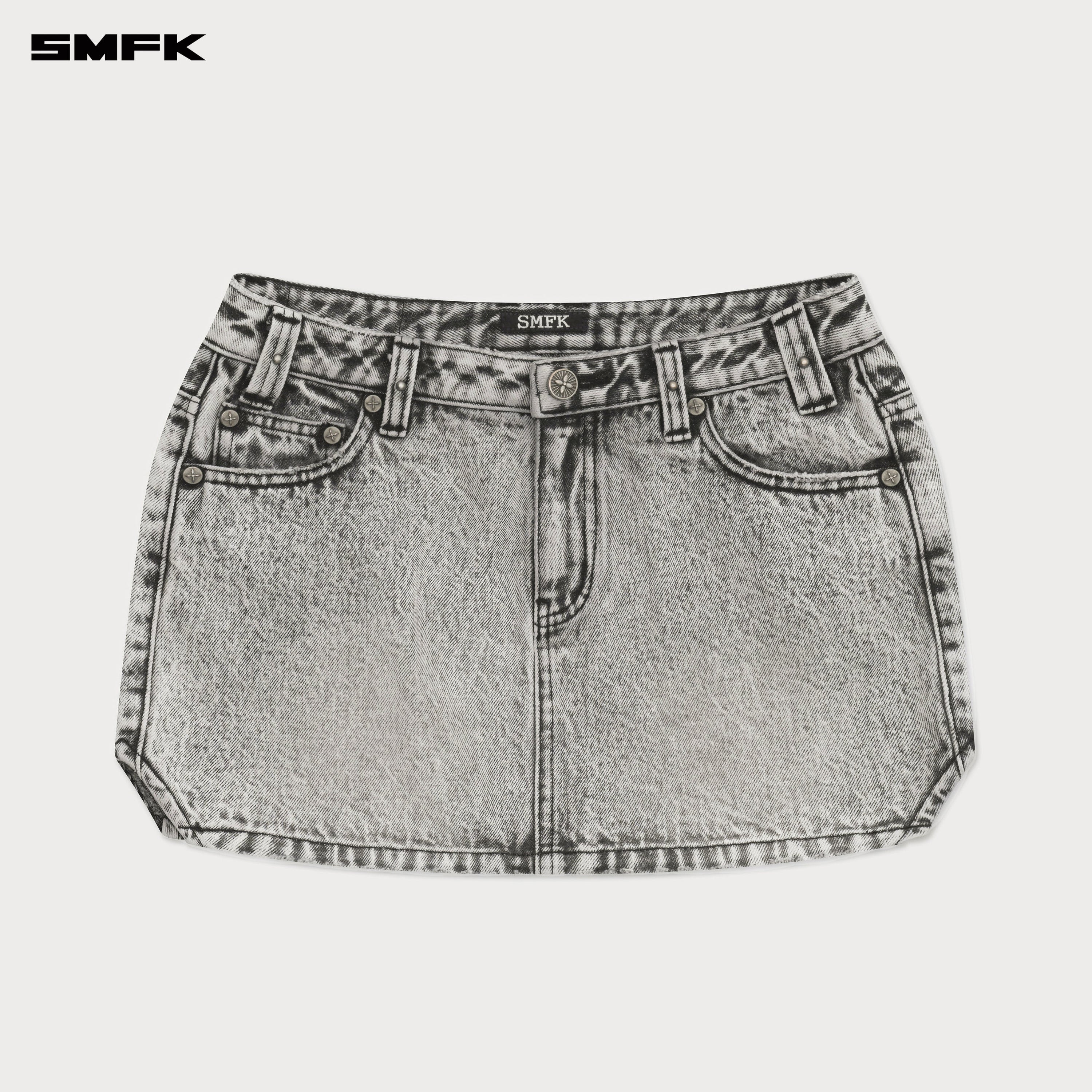 Compass Cross Classic Cut - Off Denim Skirt in Gray - SMFK Official