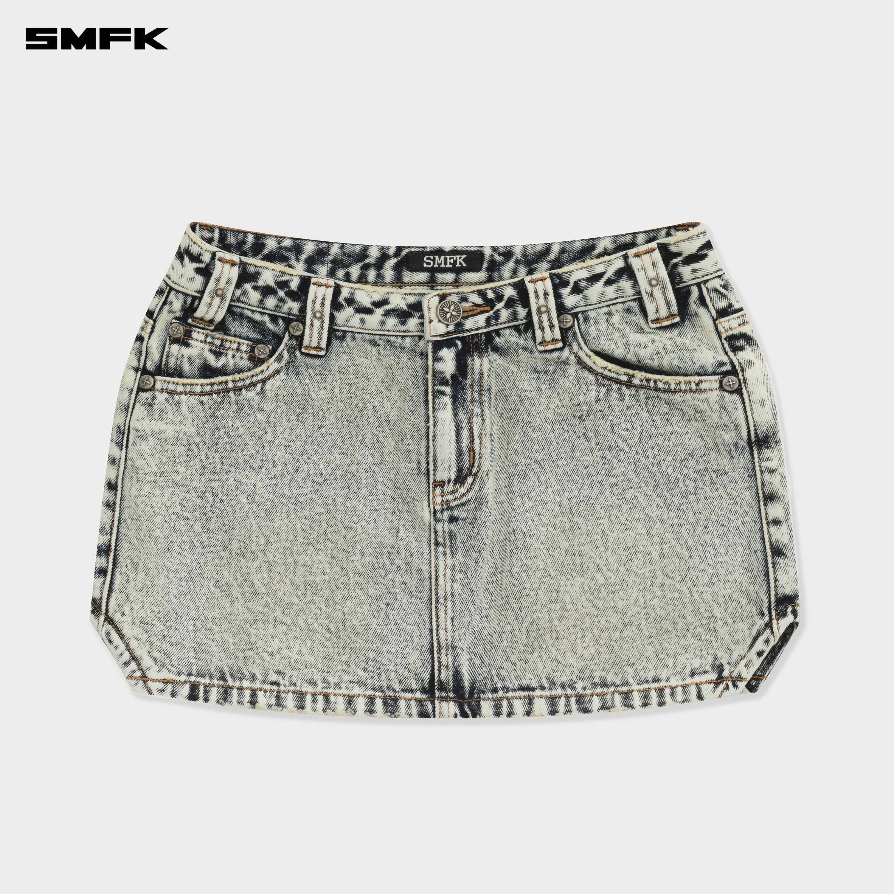 Compass Cross Classic Cut - Off Denim Skirt in White - SMFK Official