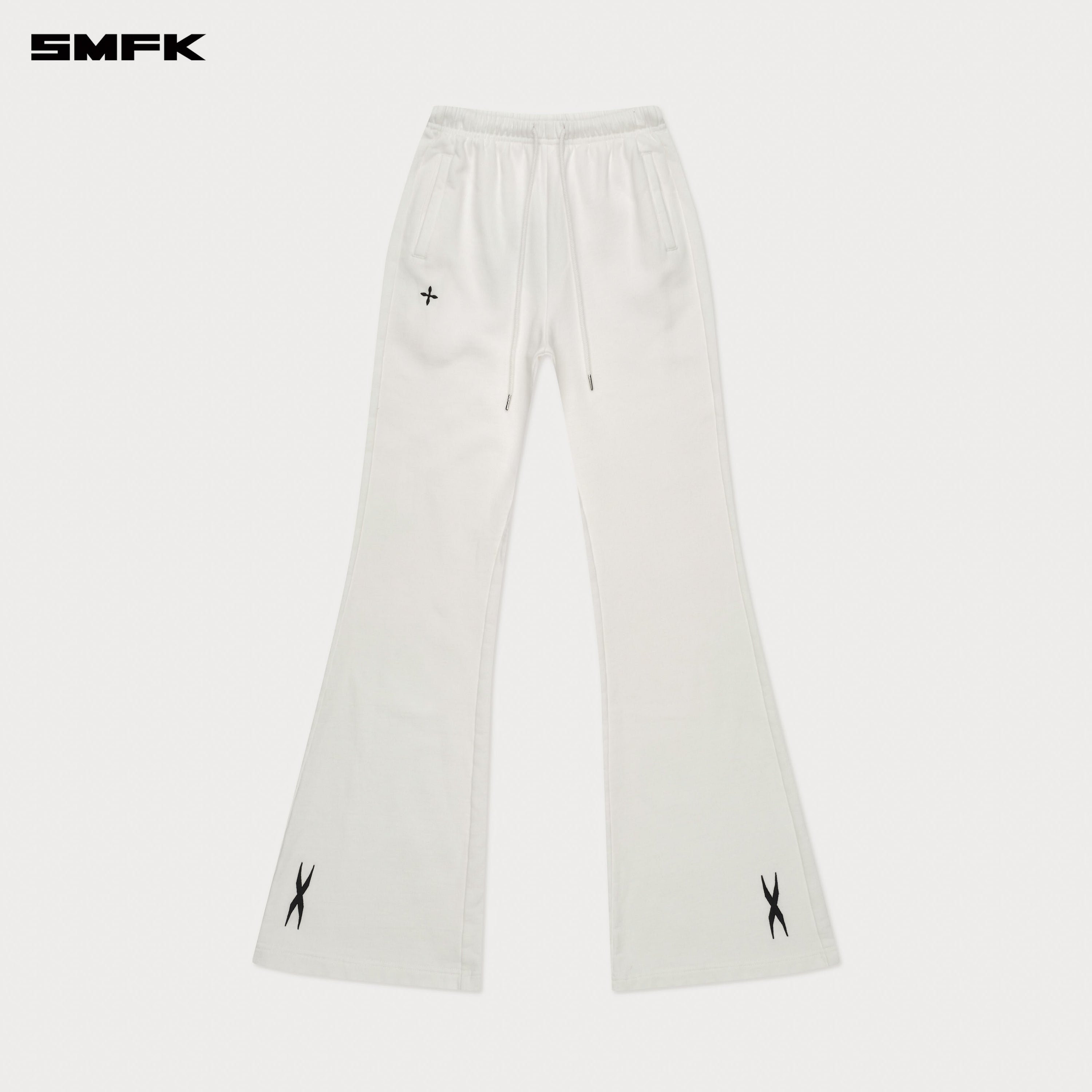 Compass Cross Classic Flared Track Pants in White - SMFK Official