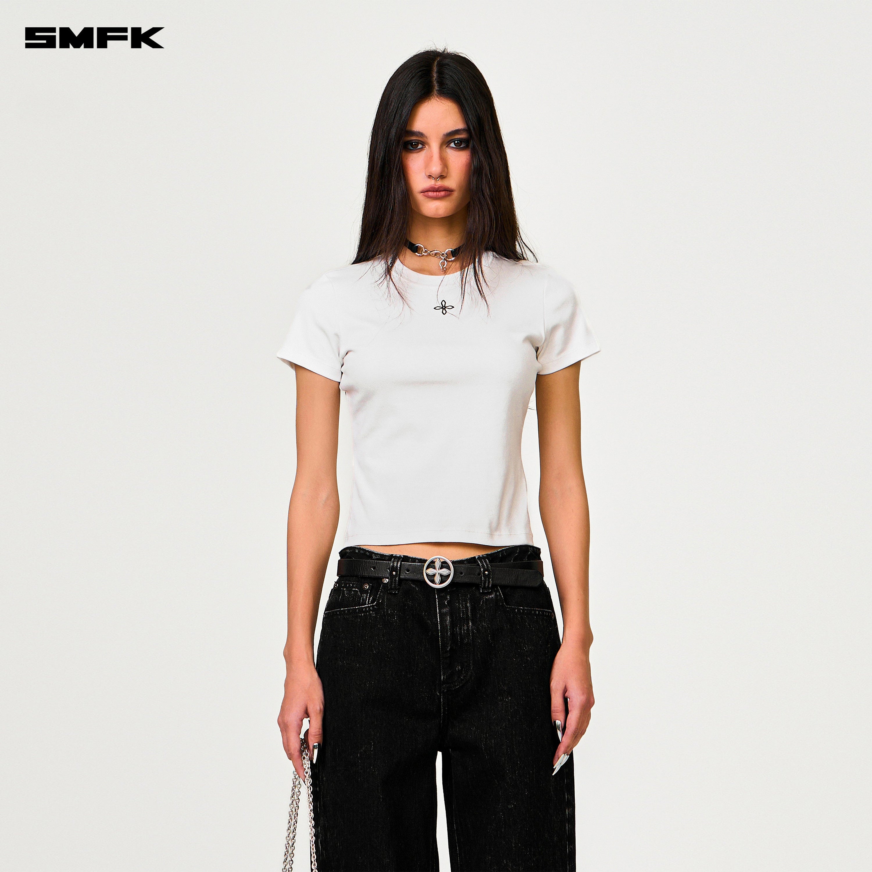 Compass Cross Classic Wide - Leg Jeans in Black - SMFK Official