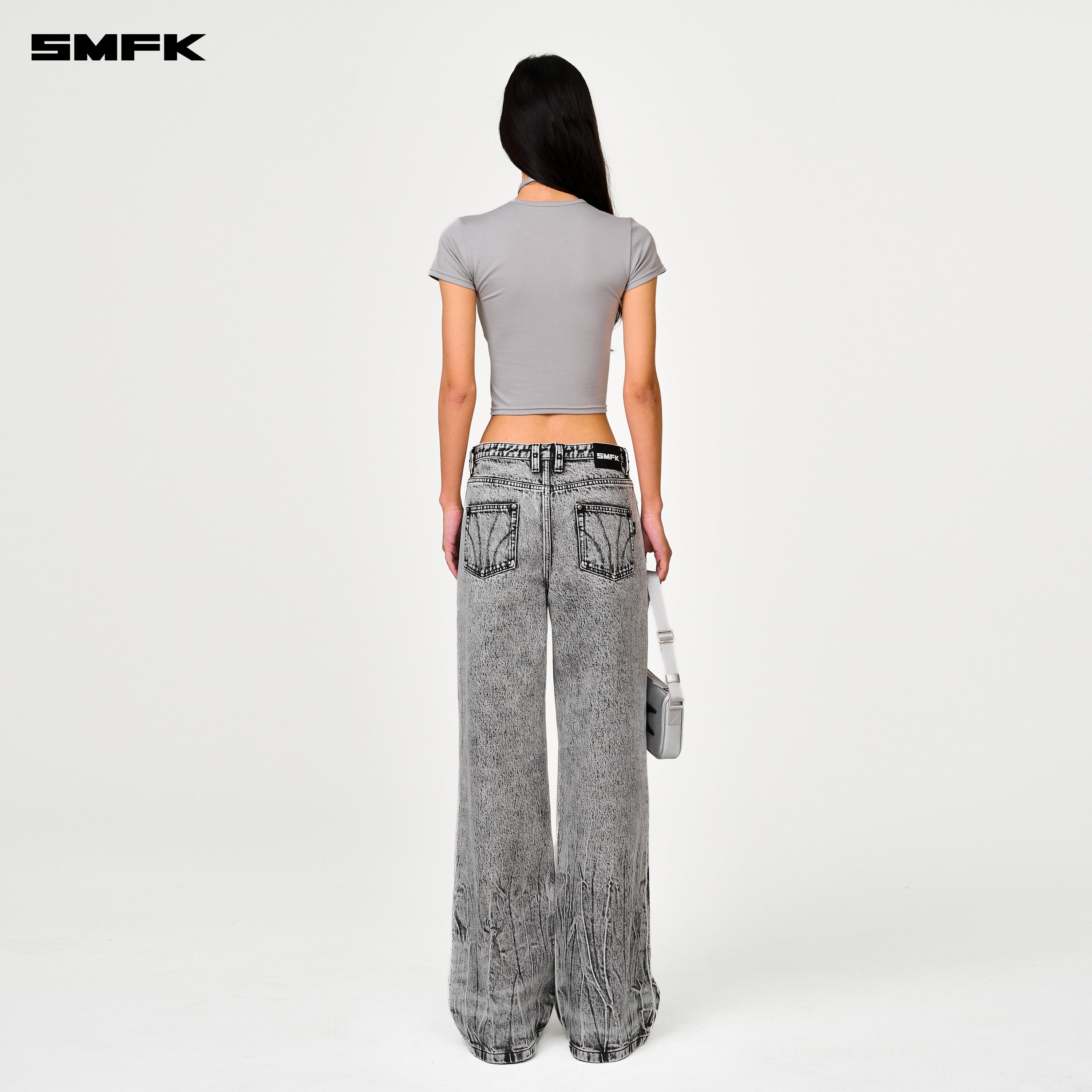 Compass Cross Classic Wide - Leg Jeans in Gray - SMFK Official