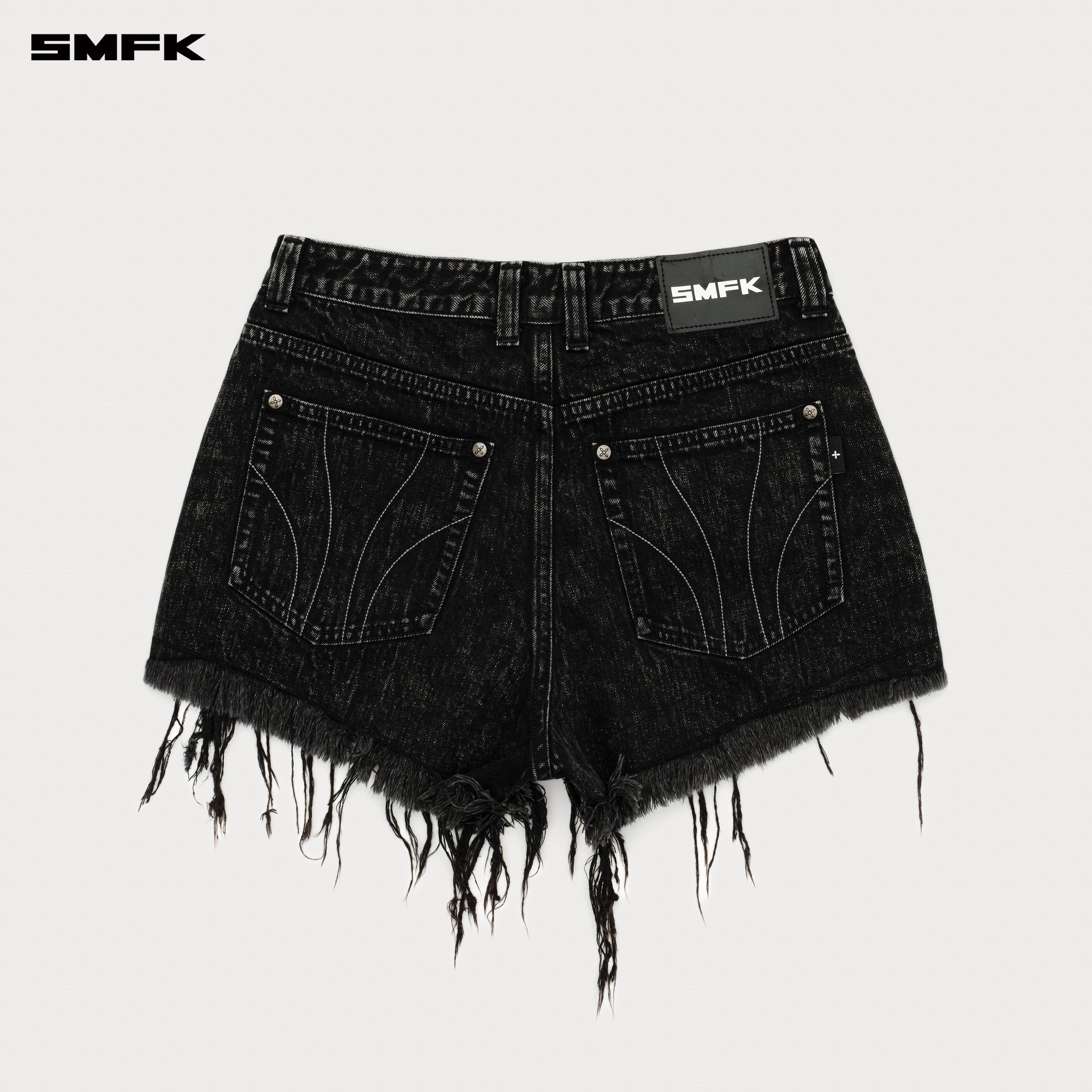 Compass Cross Classic Wild Denim Shorts in Black - SMFK Official