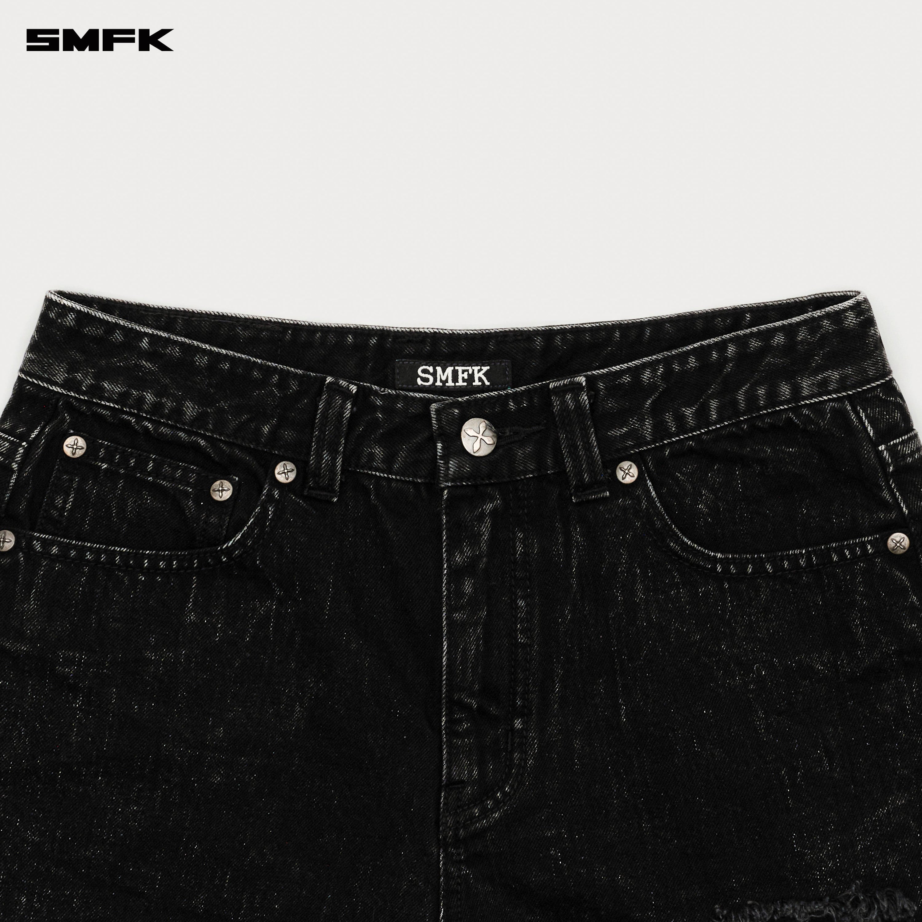 Compass Cross Classic Wild Denim Shorts in Black - SMFK Official