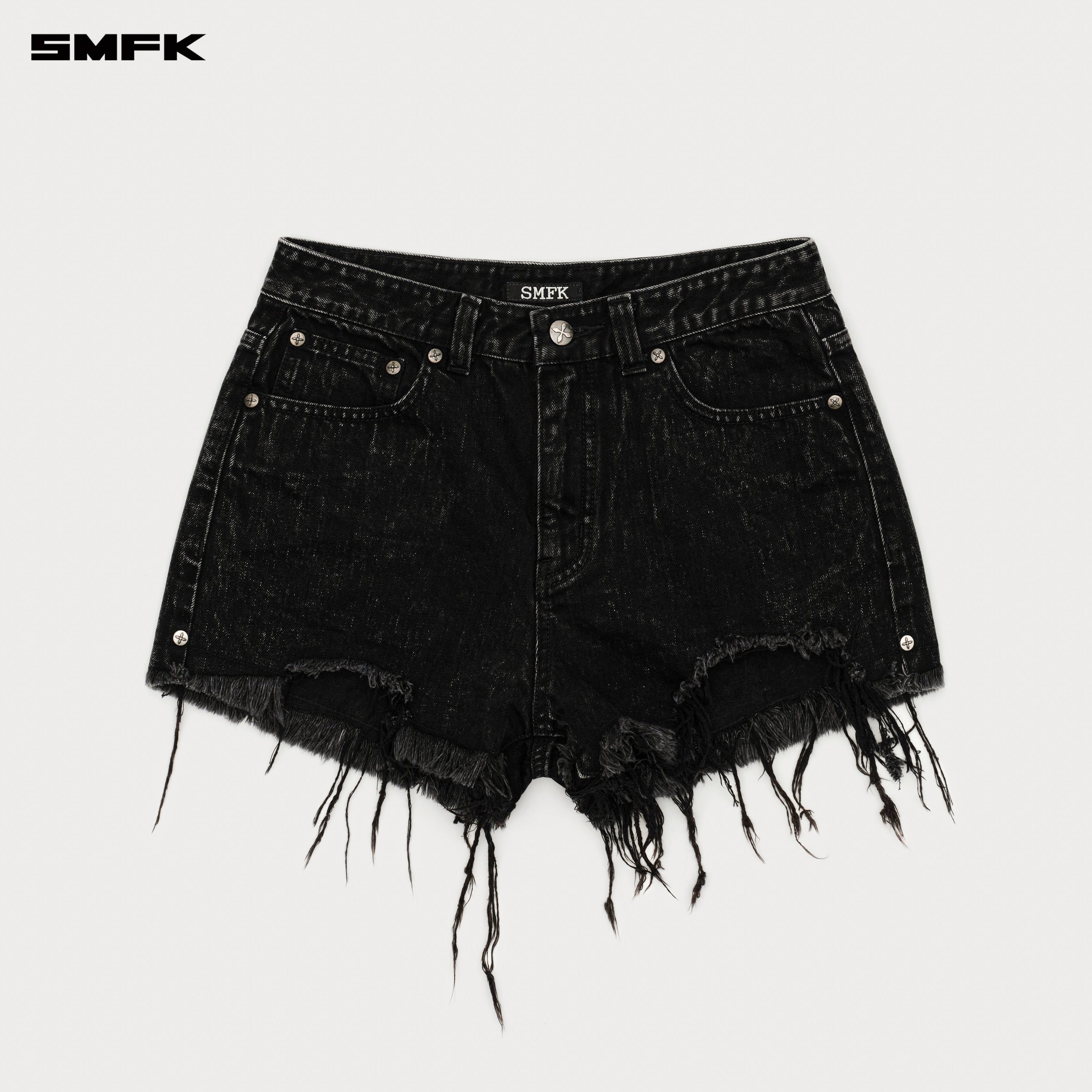 Compass Cross Classic Wild Denim Shorts in Black - SMFK Official