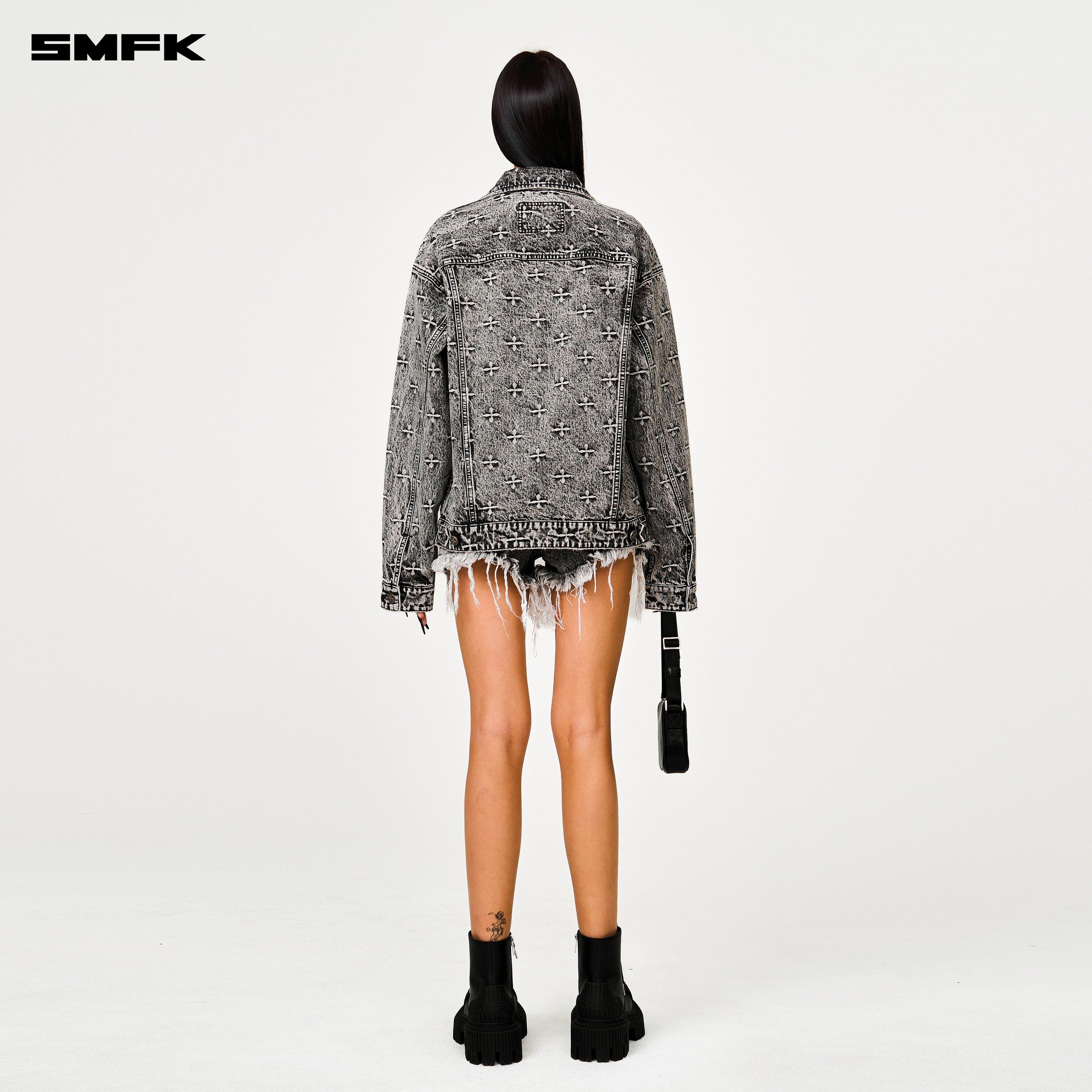 Compass Cross Classic Wild Denim Shorts in Gray - SMFK Official