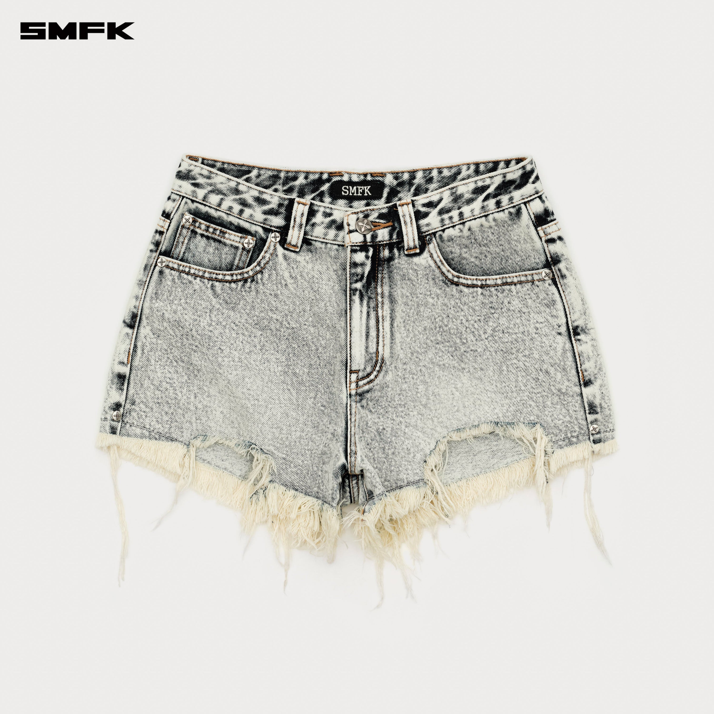 Compass Cross Classic Wild Denim Shorts in White - SMFK Official