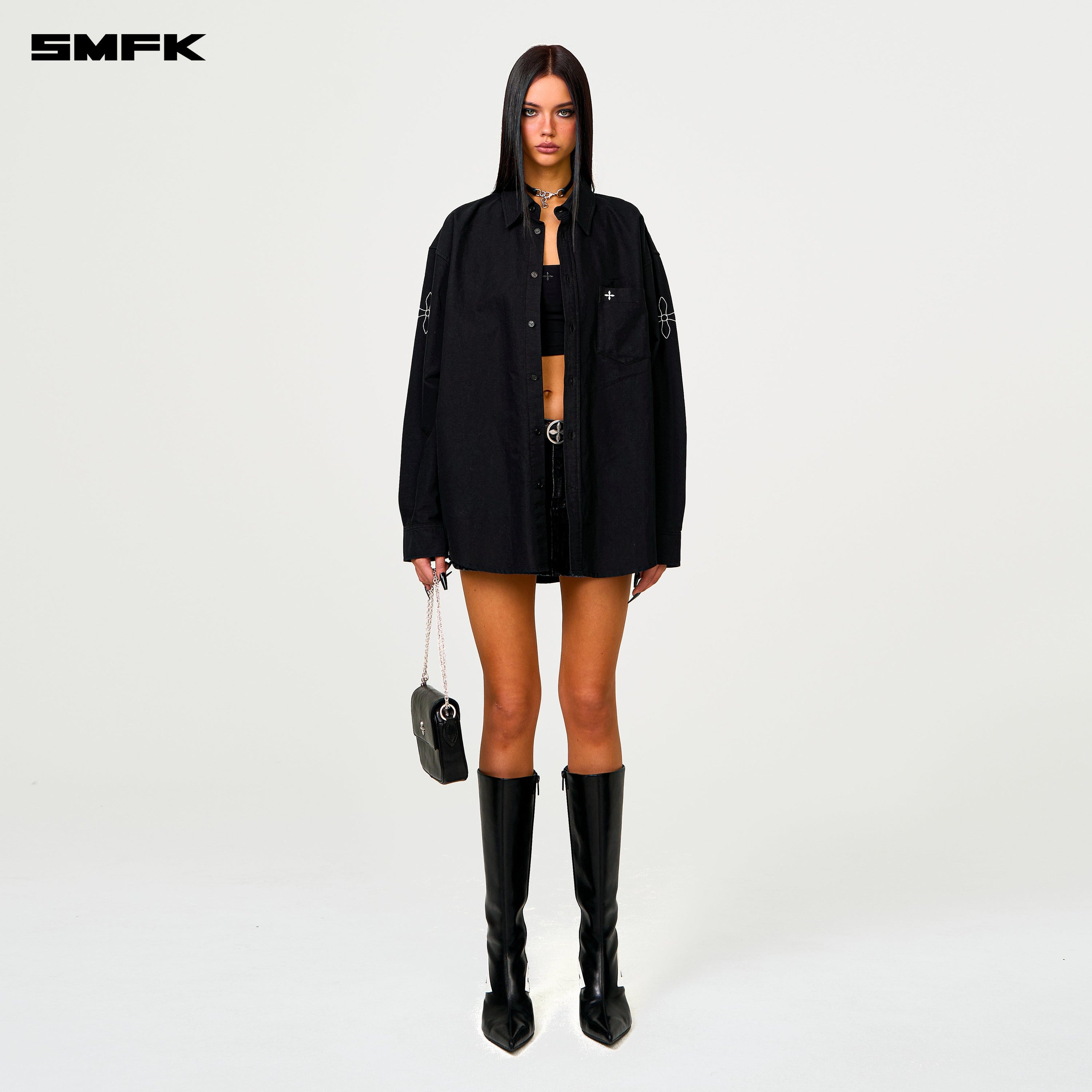 Compass Designer Oversize Shirt In Black - SMFK Official