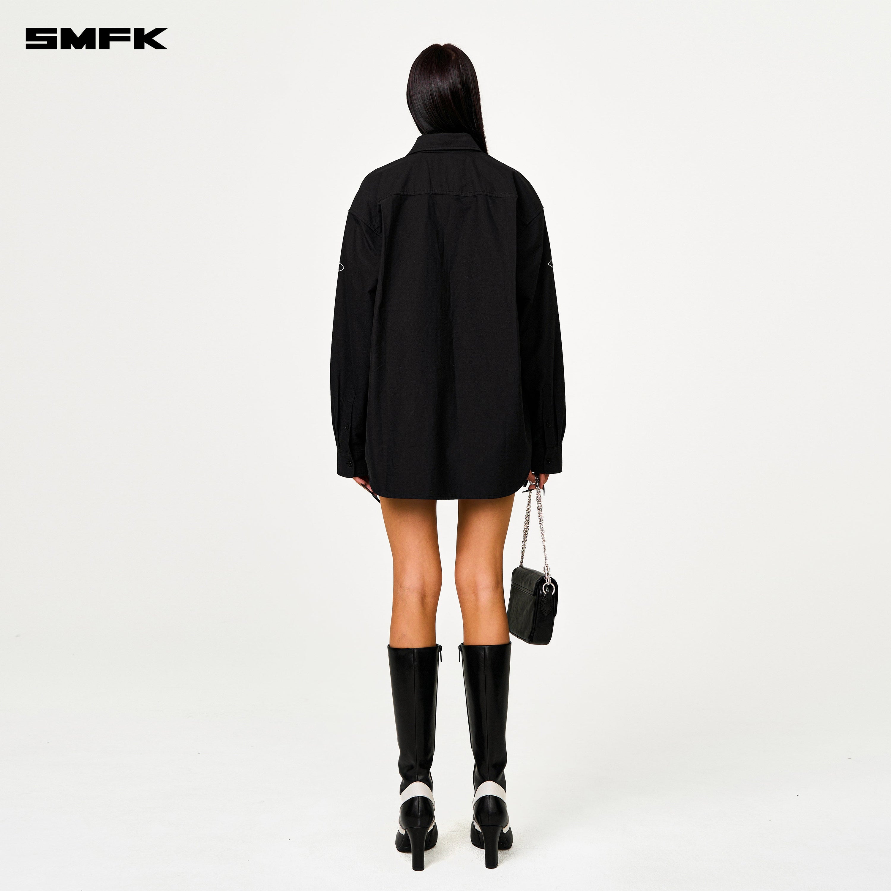 Compass Designer Oversize Shirt In Black - SMFK Official