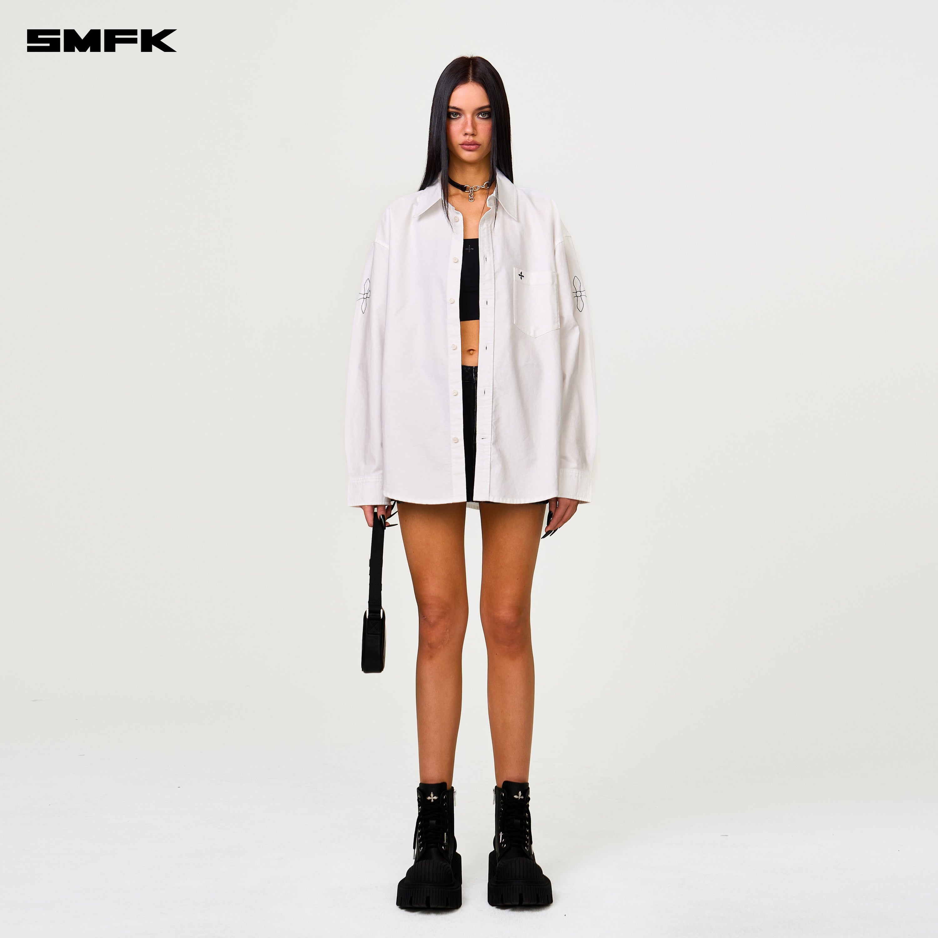 Compass Designer Oversize Shirt In White - SMFK Official