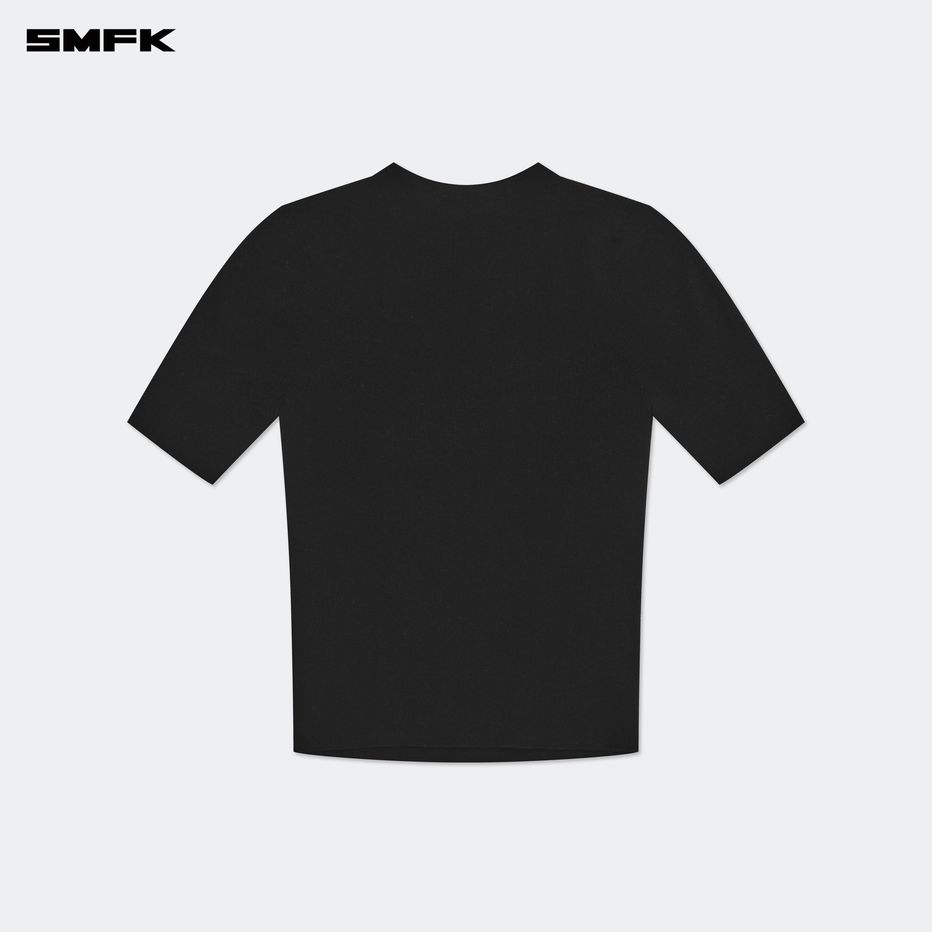 Compass Hug High Neck Seamless Knit Tee Black - SMFK Official