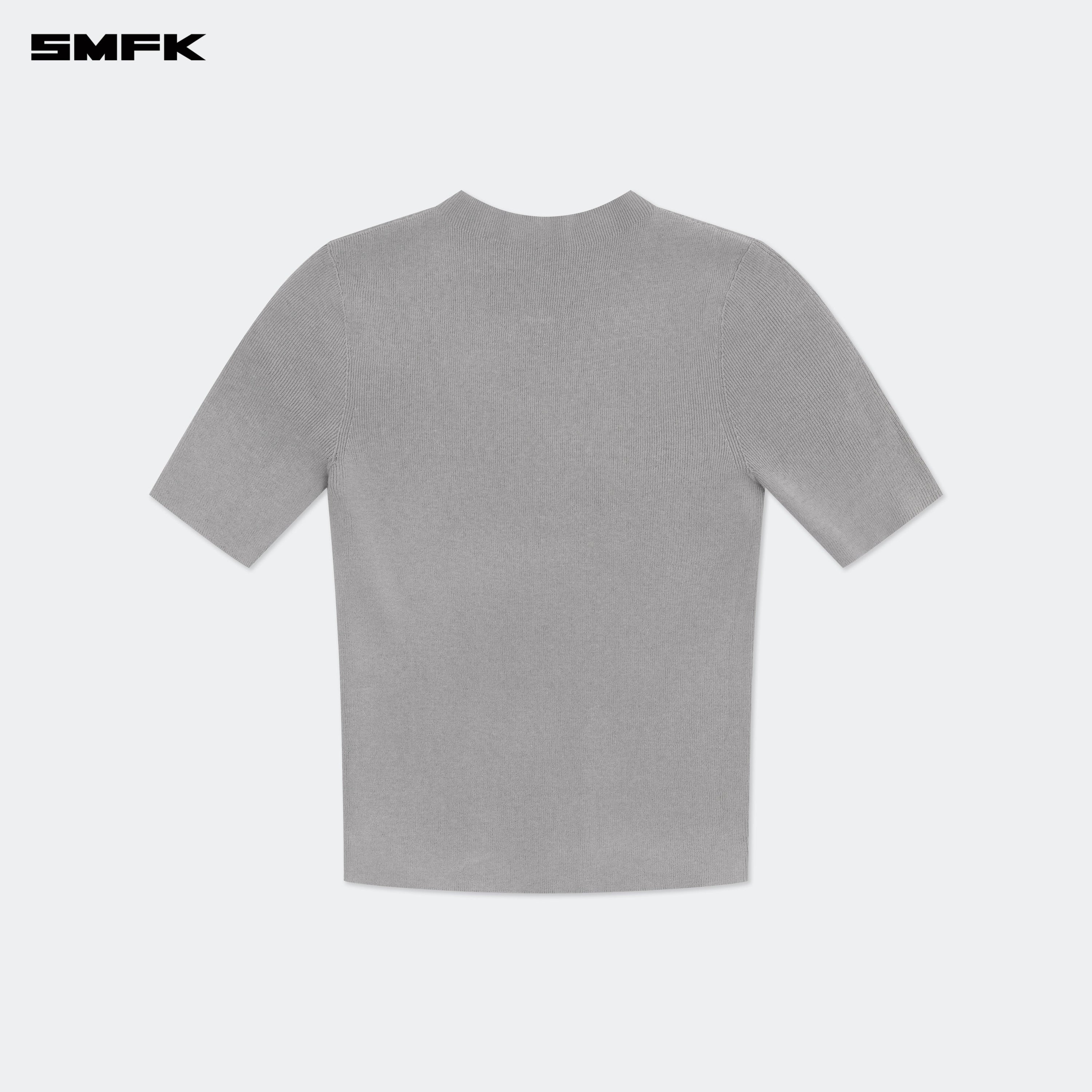 Compass Hug High Neck Seamless Knit Tee Gray - SMFK Official