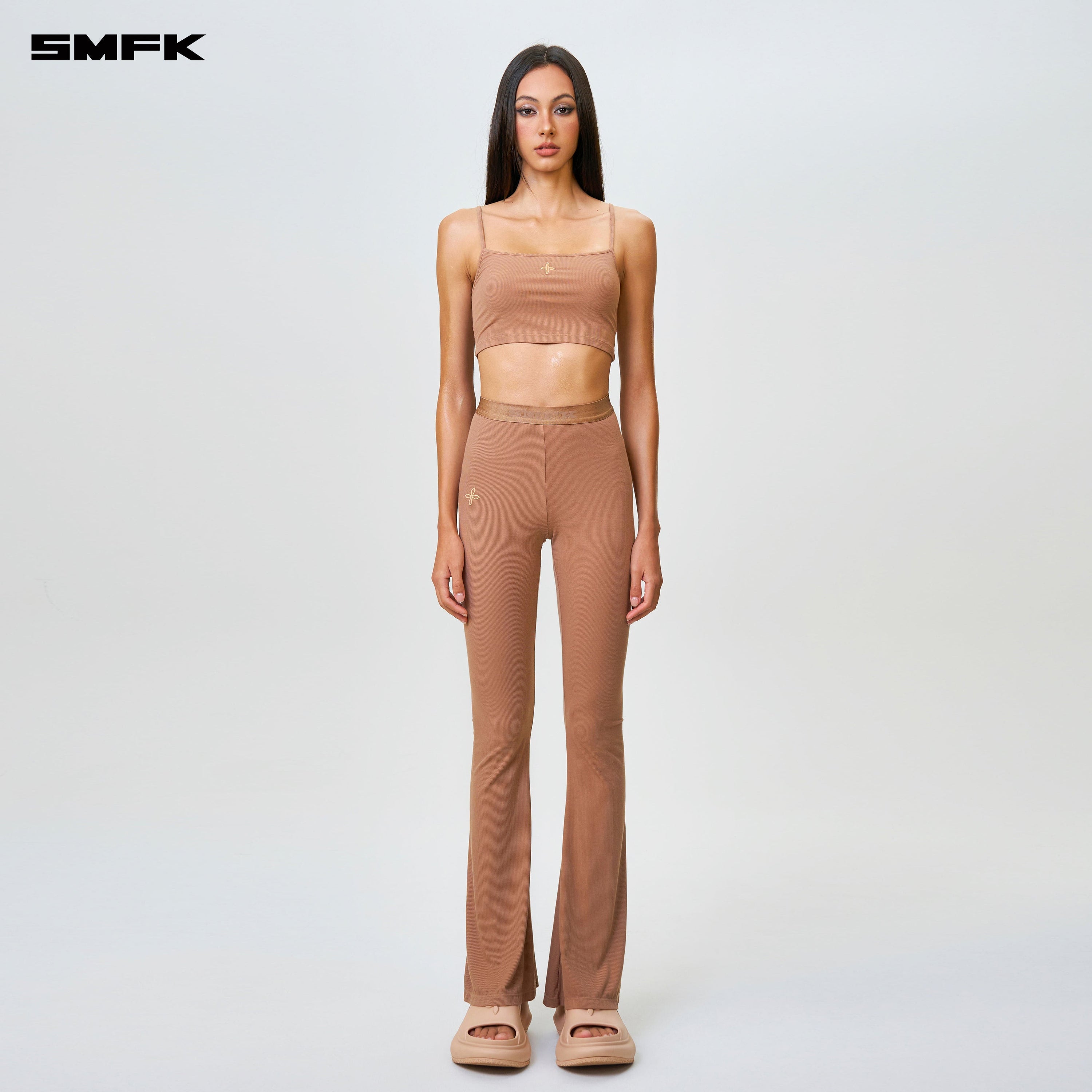 Compass Hug High - Waisted Sports Flared Pants Nude - SMFK Official