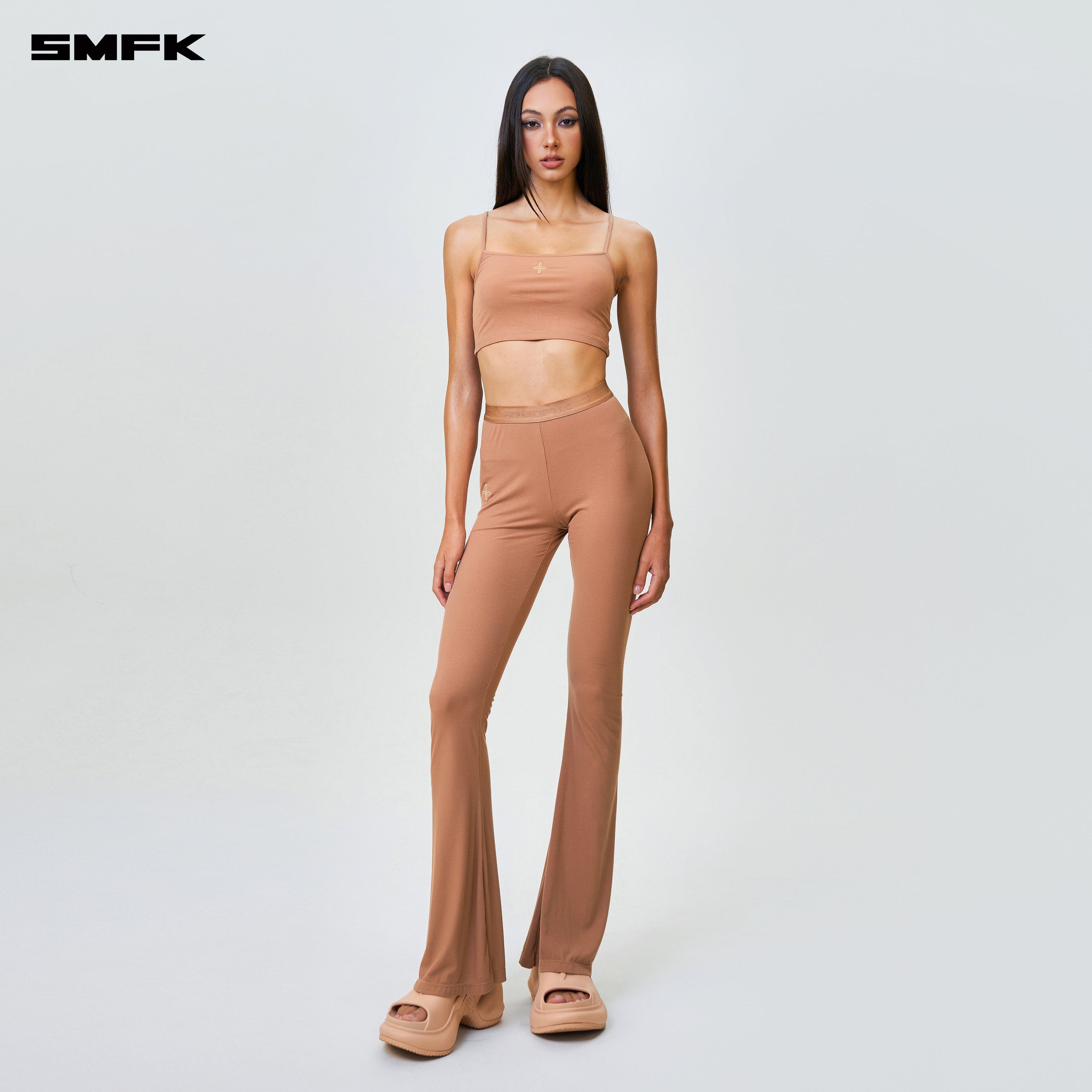 Compass Hug High - Waisted Sports Flared Pants Nude - SMFK Official