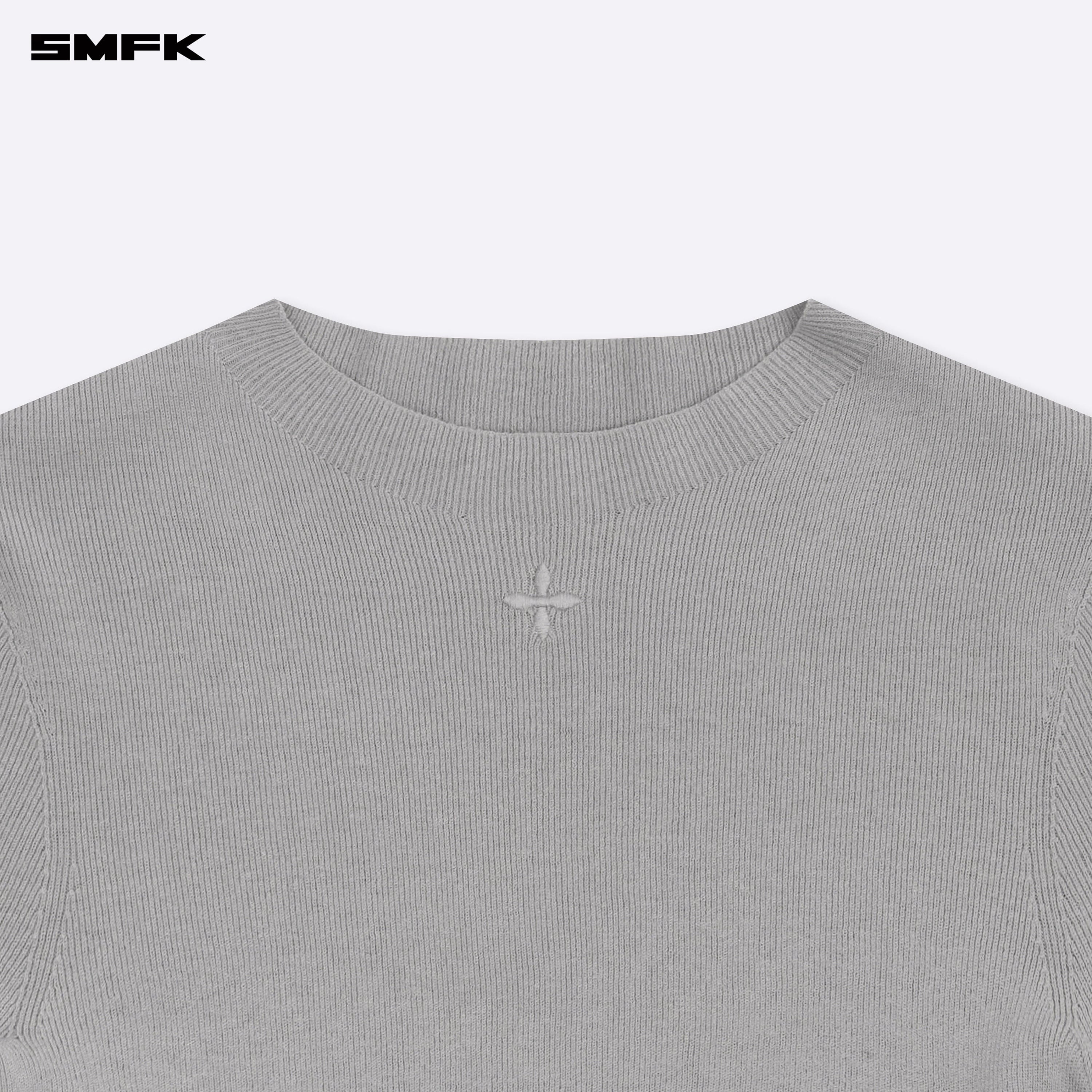 Compass Hug Turtleneck Knit Sweatshirt In Gray - SMFK Official