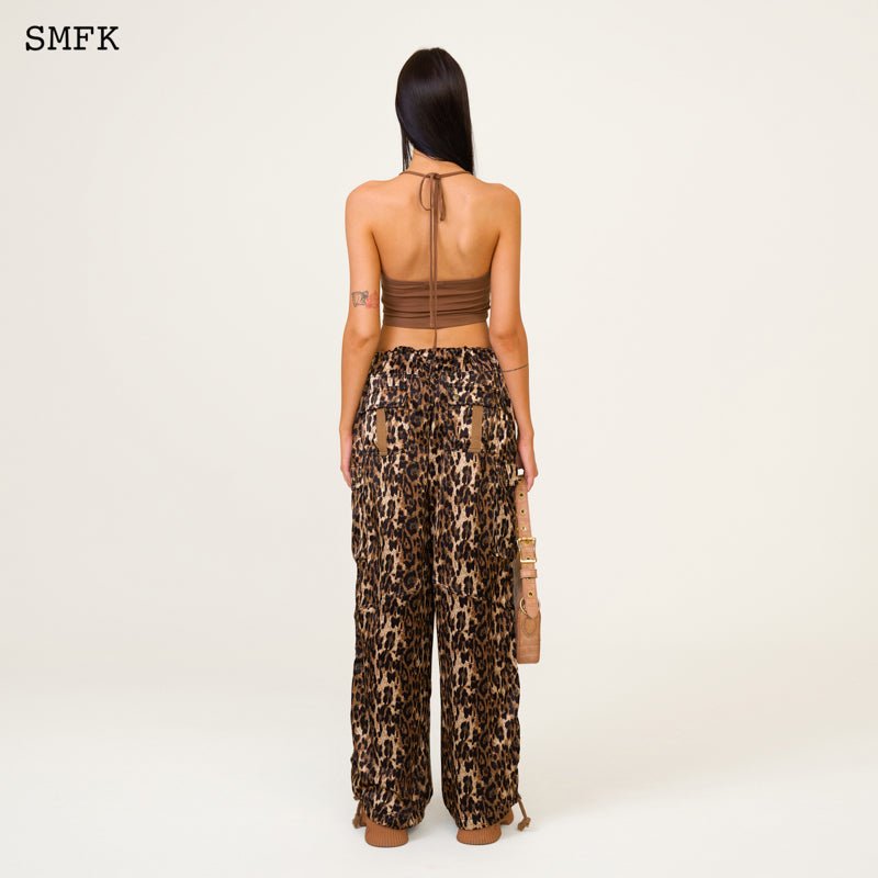 Compass Leopard Print Satin Cargo Pants - SMFK Official