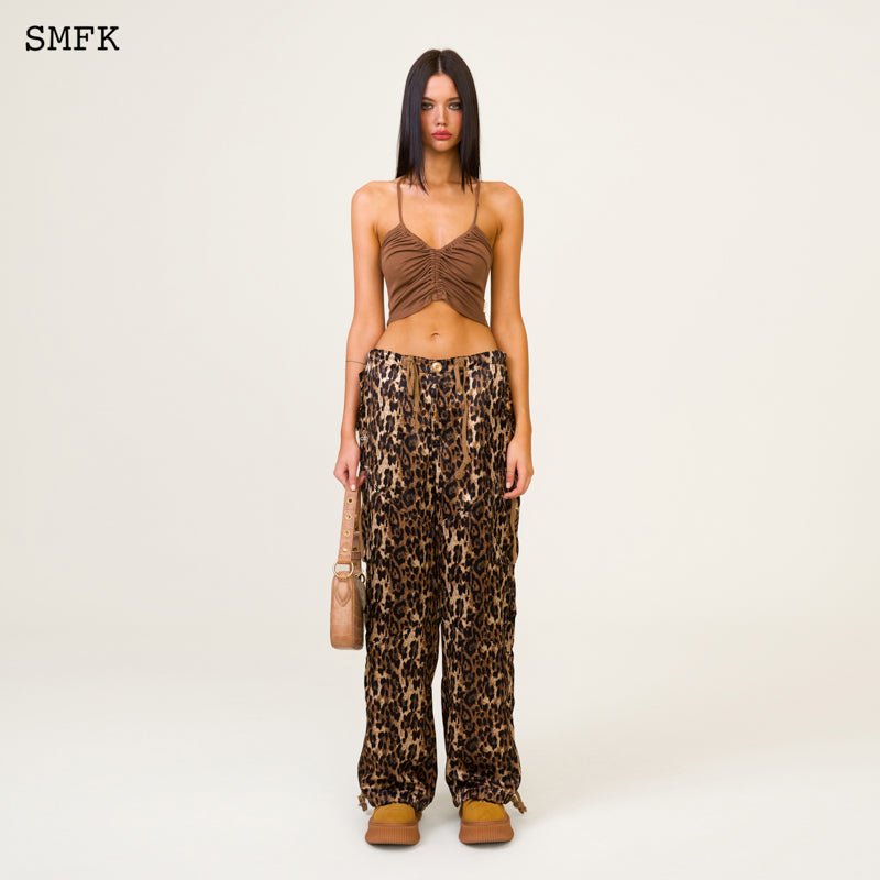 Compass Leopard Print Satin Cargo Pants - SMFK Official