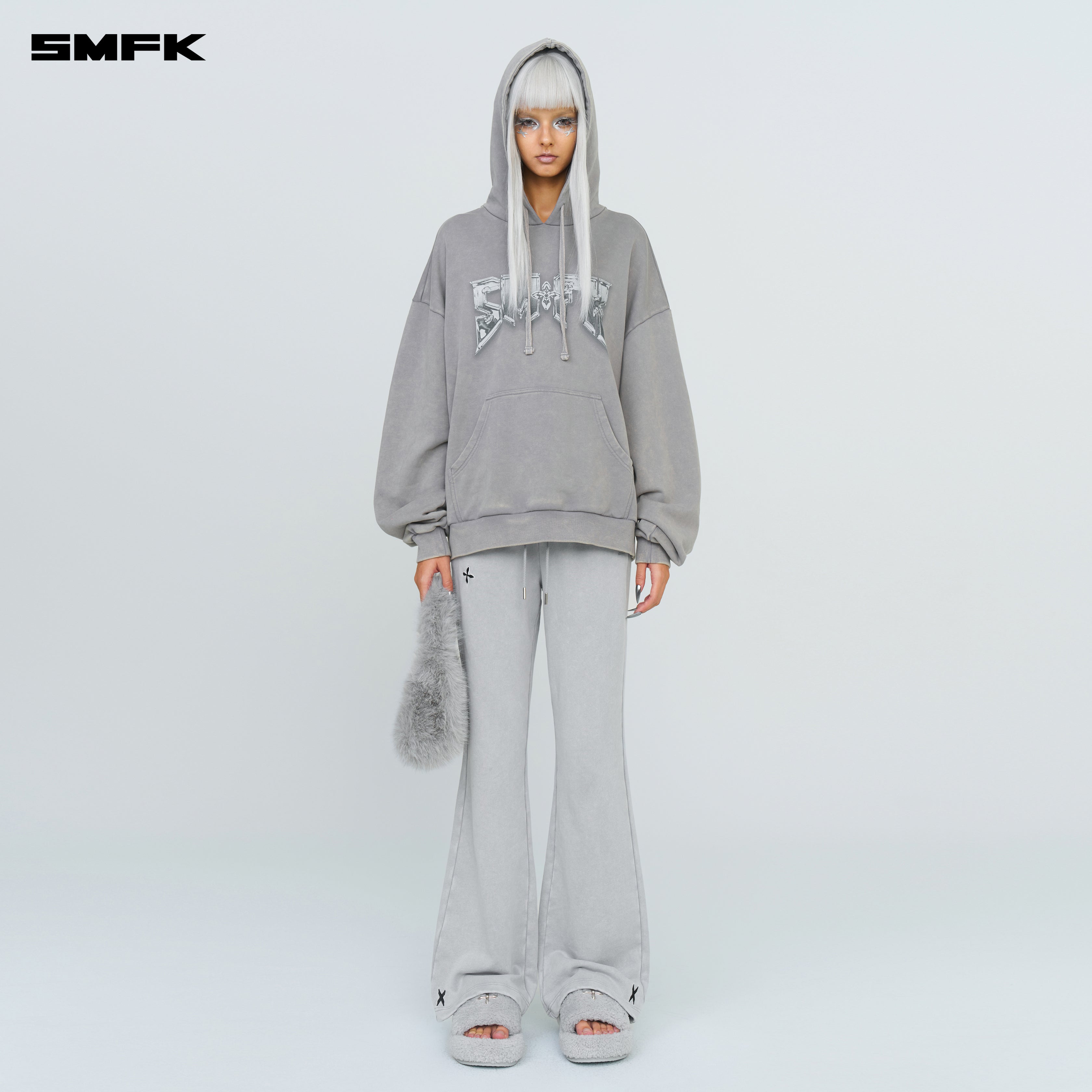 コンパス メタル ロック ルーズ パーカー グレー – SMFK Official
