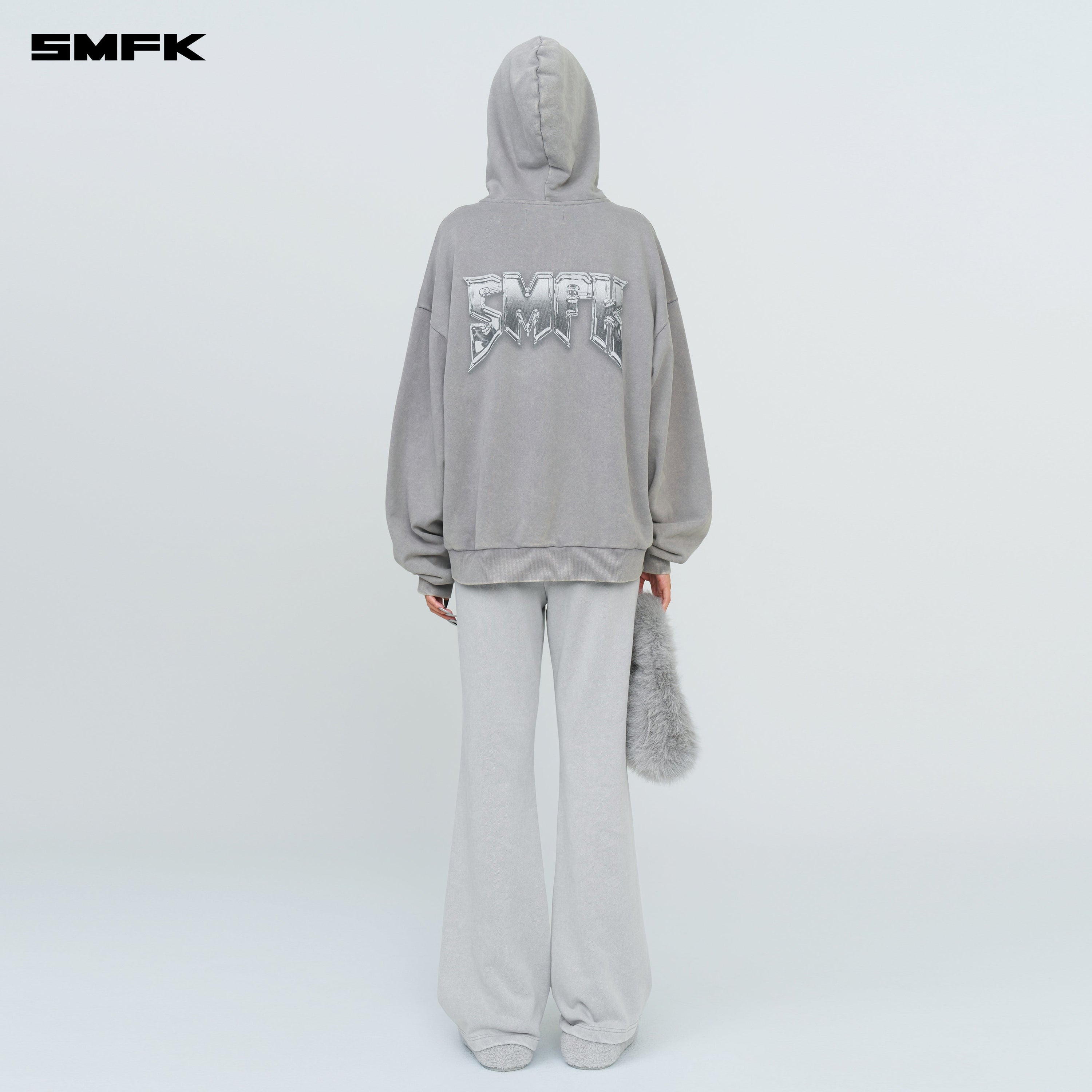 Compass Metal Rock Loose Hoodie Gray - SMFK Official