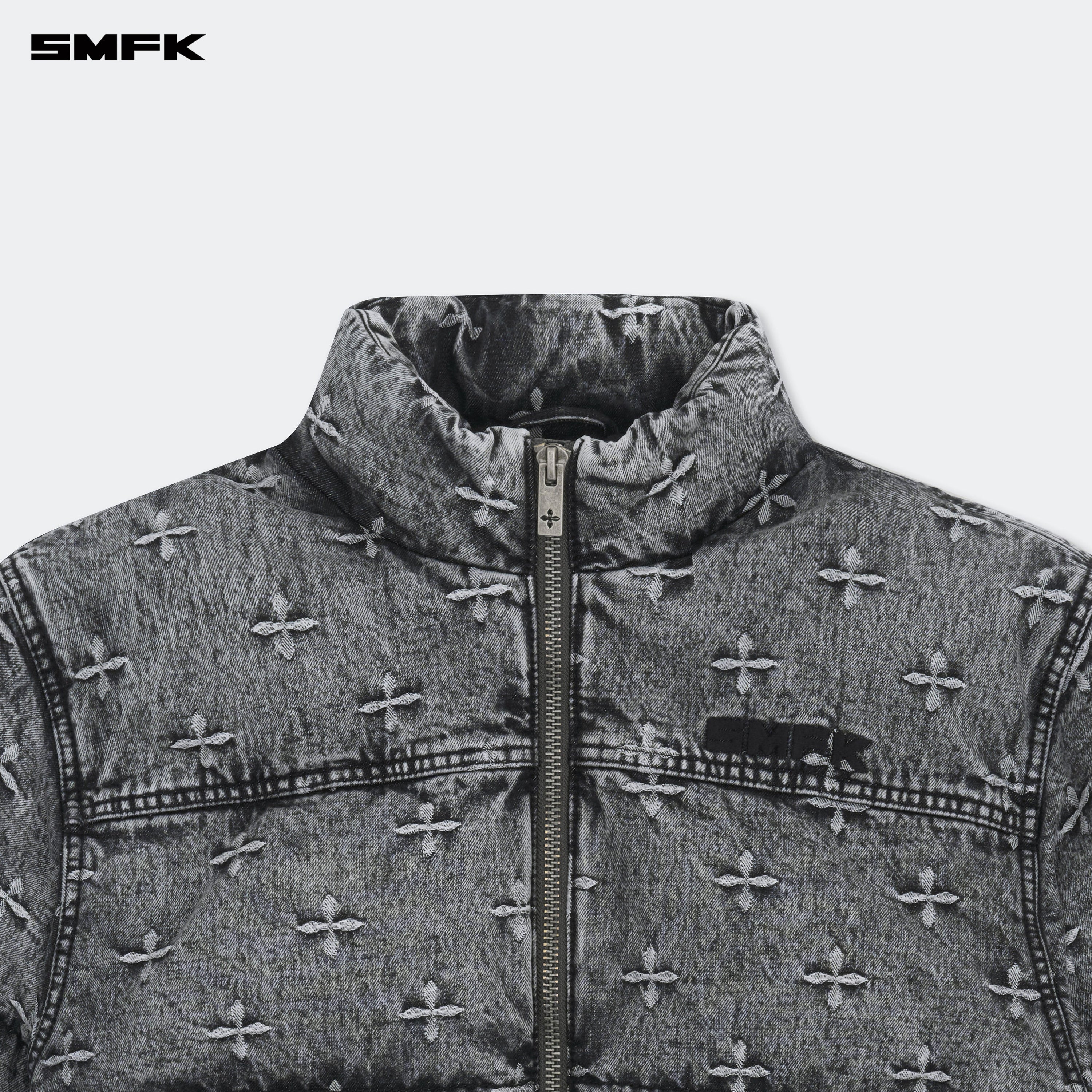 Compass Mustang Classic Denim Puffer Jacket In Gray - SMFK Official