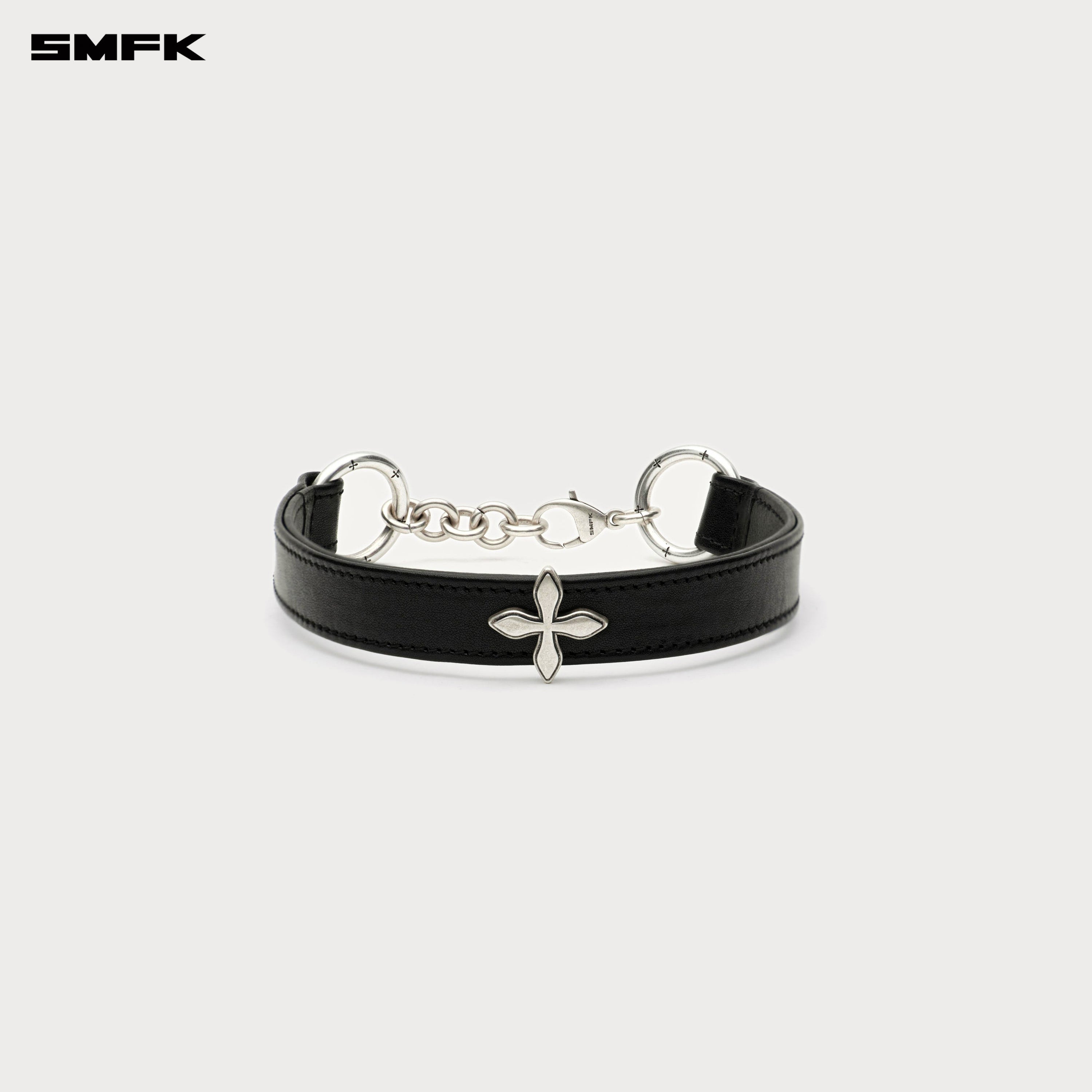 COMPASS RIVET Cross Rivet Leather High Collar Choker - SMFK Official