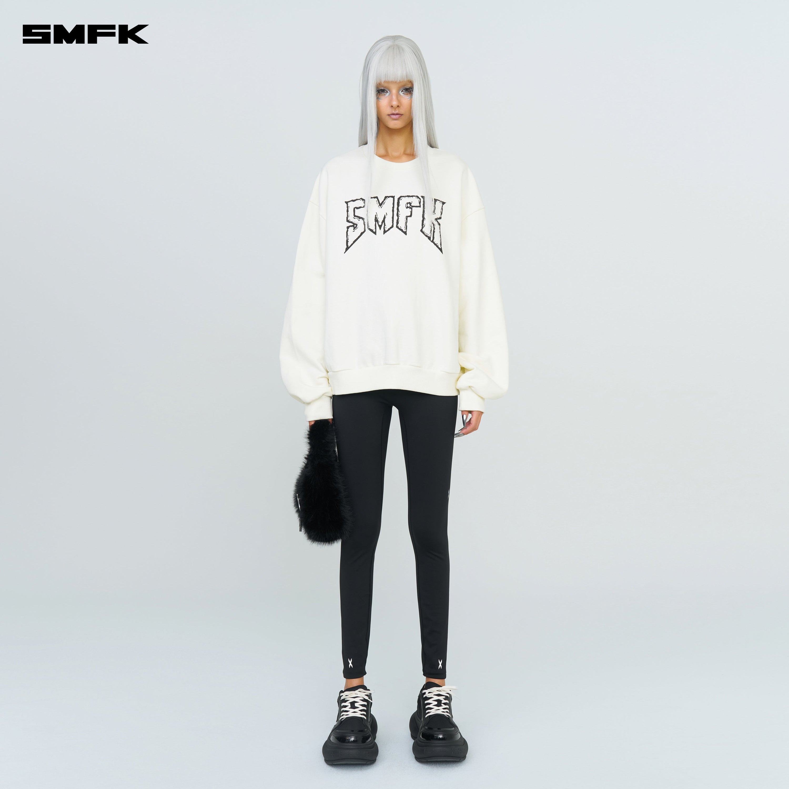 Compass Rocking Retro Loose Sweatshirt Cream - SMFK Official