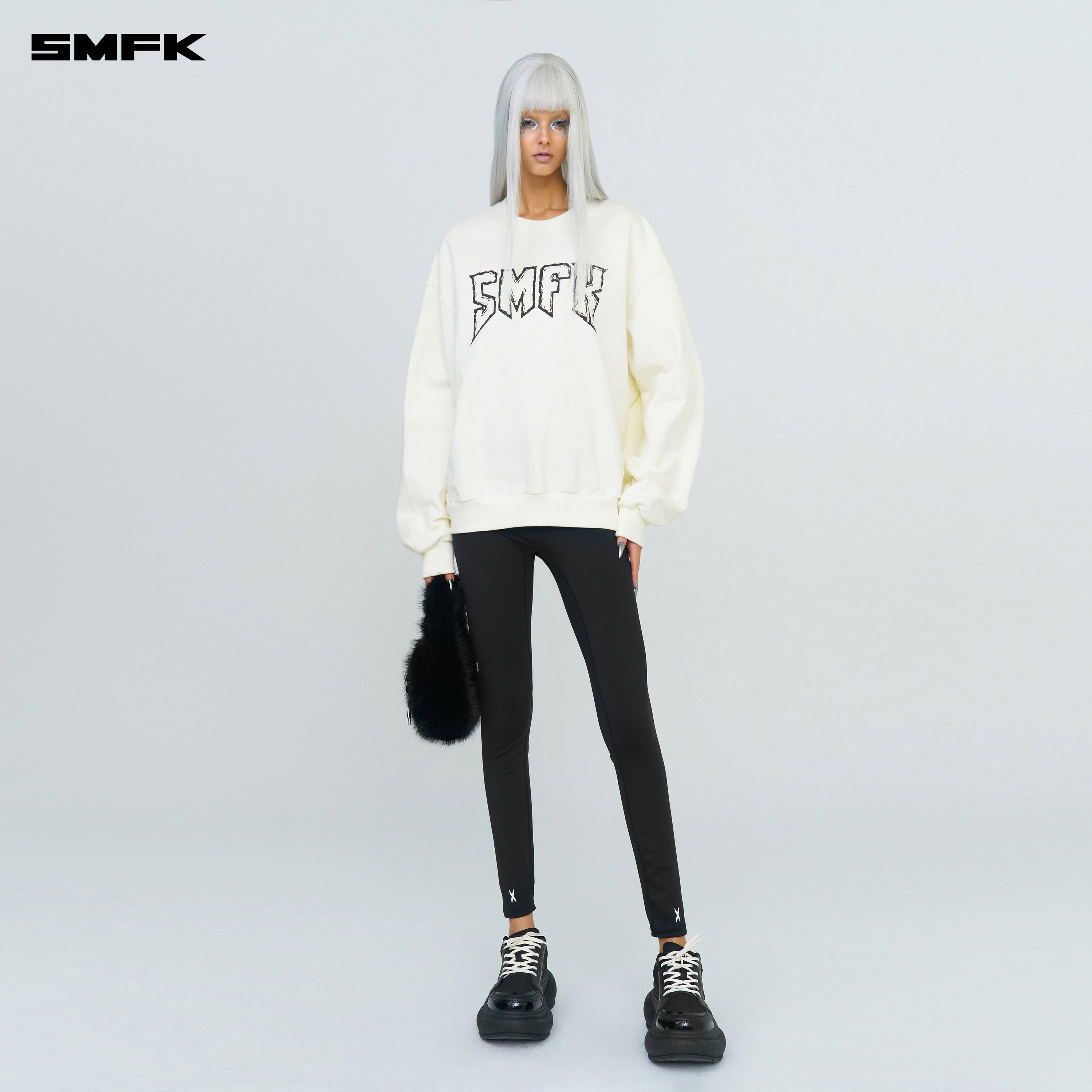 Compass Rocking Retro Loose Sweatshirt Cream - SMFK Official