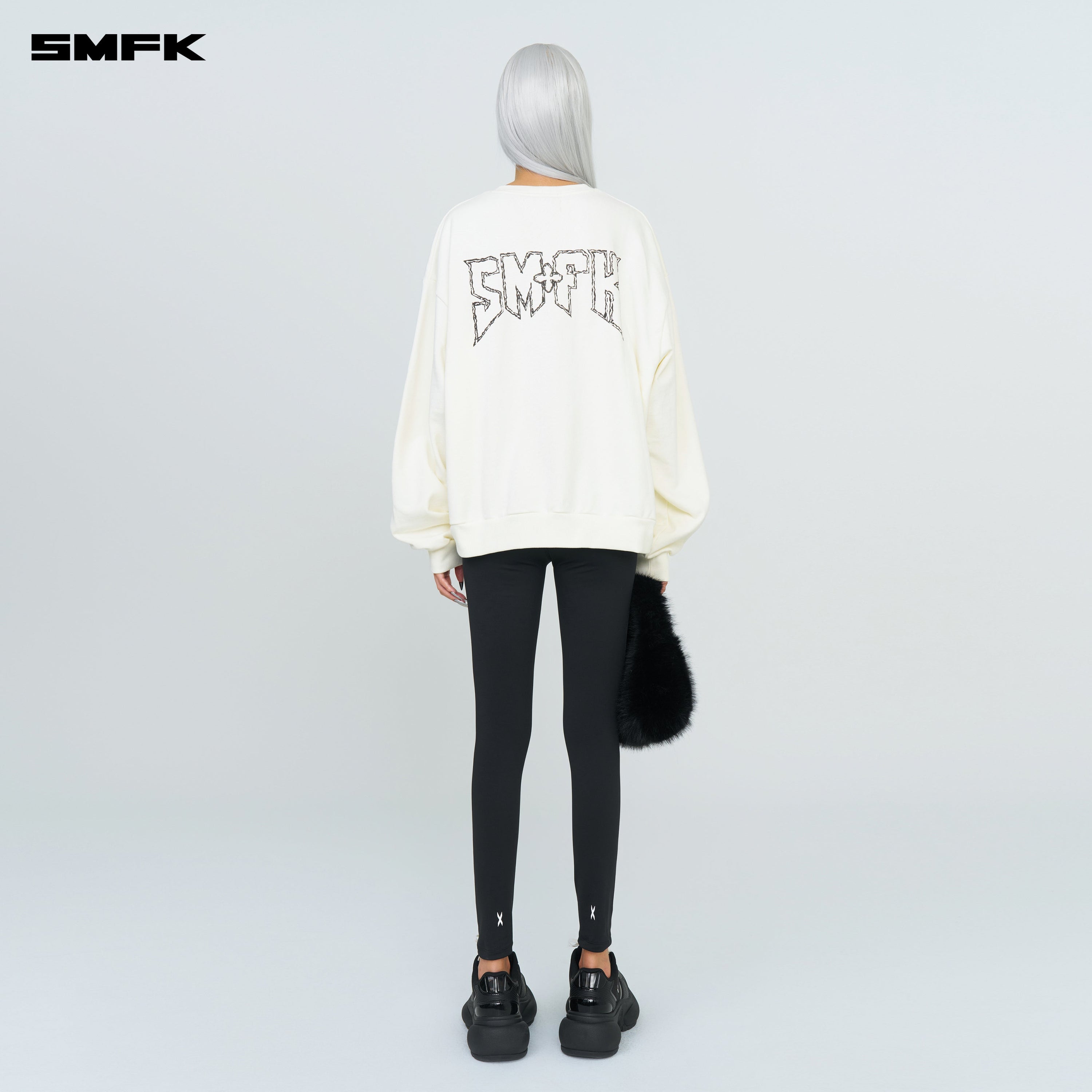 Compass Rocking Retro Loose Sweatshirt Cream - SMFK Official