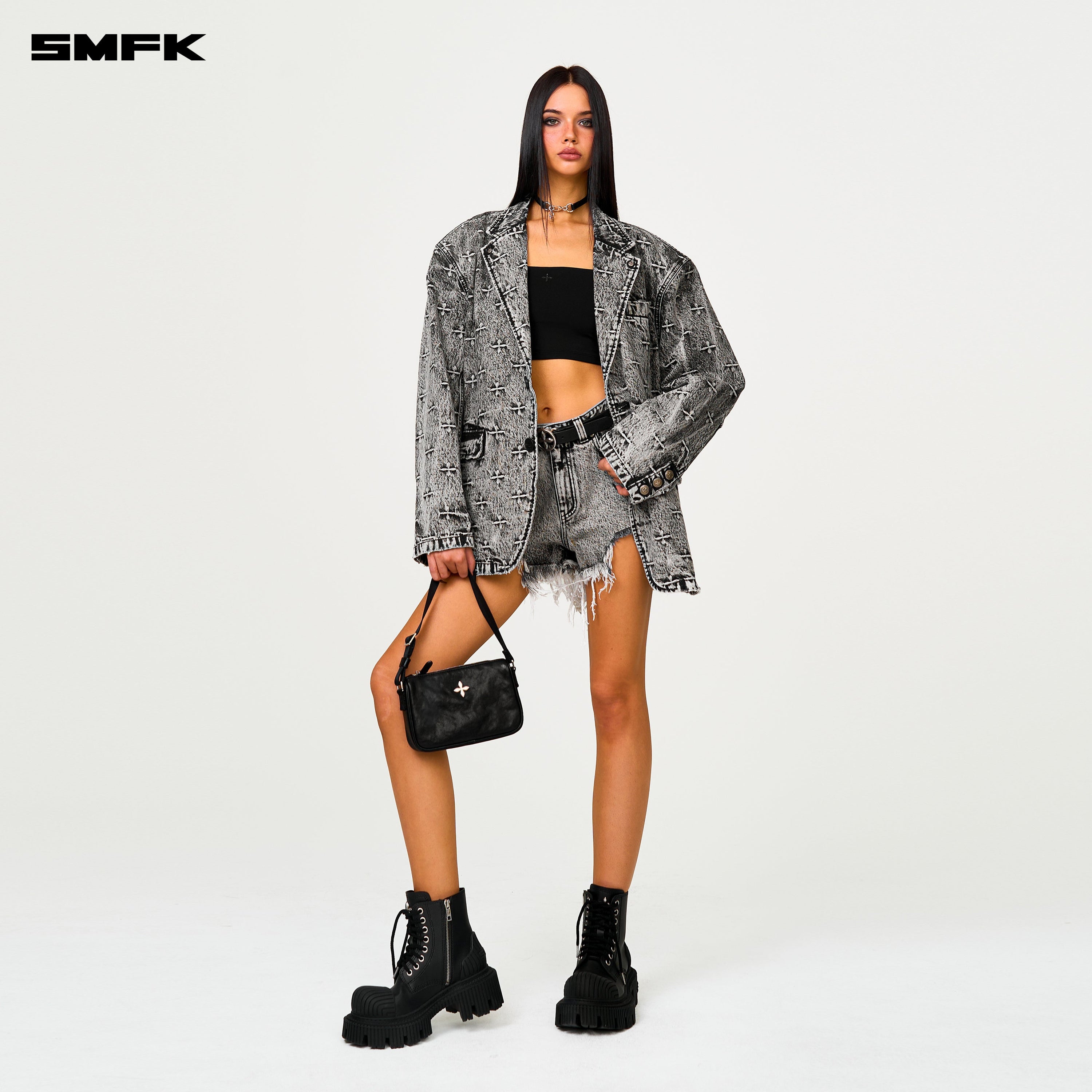 Compass Storm Gray Oversize Denim Suit - SMFK Official