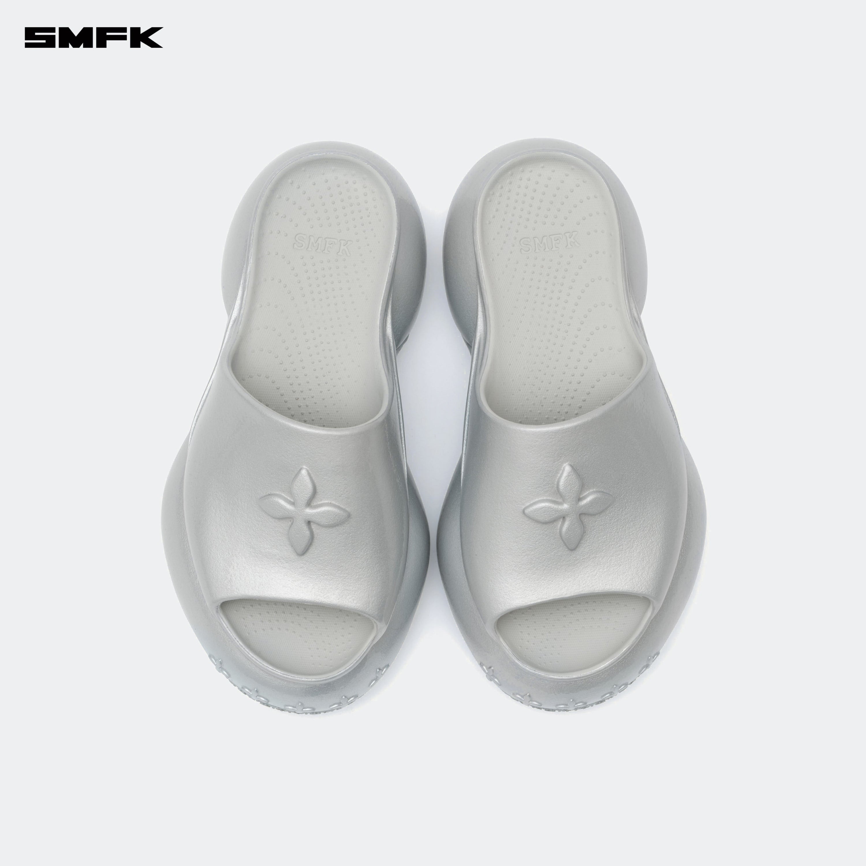 COMPASS WAVE Platform Bumper Sandals In Silver - SMFK Official