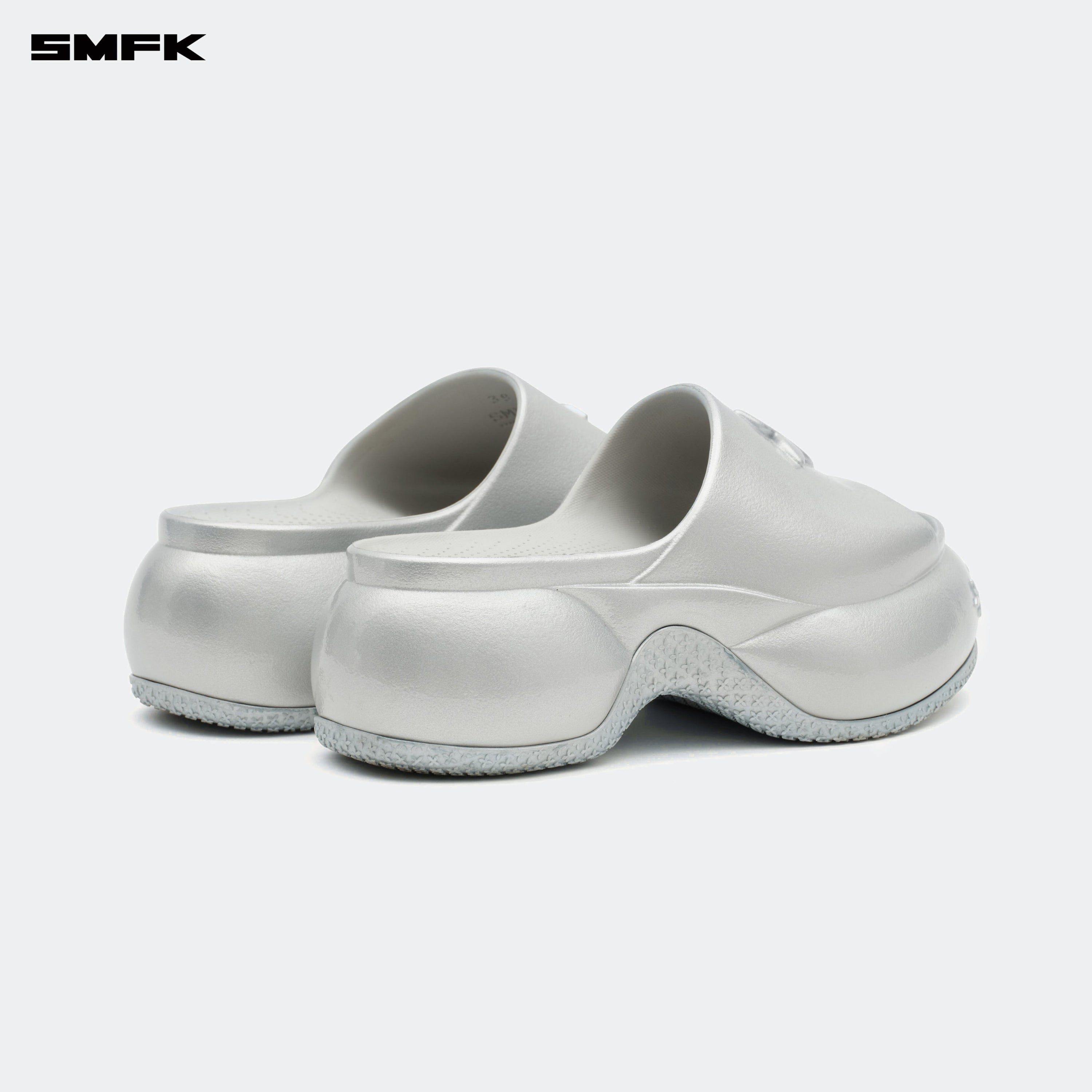 COMPASS WAVE Platform Bumper Sandals In Silver - SMFK Official