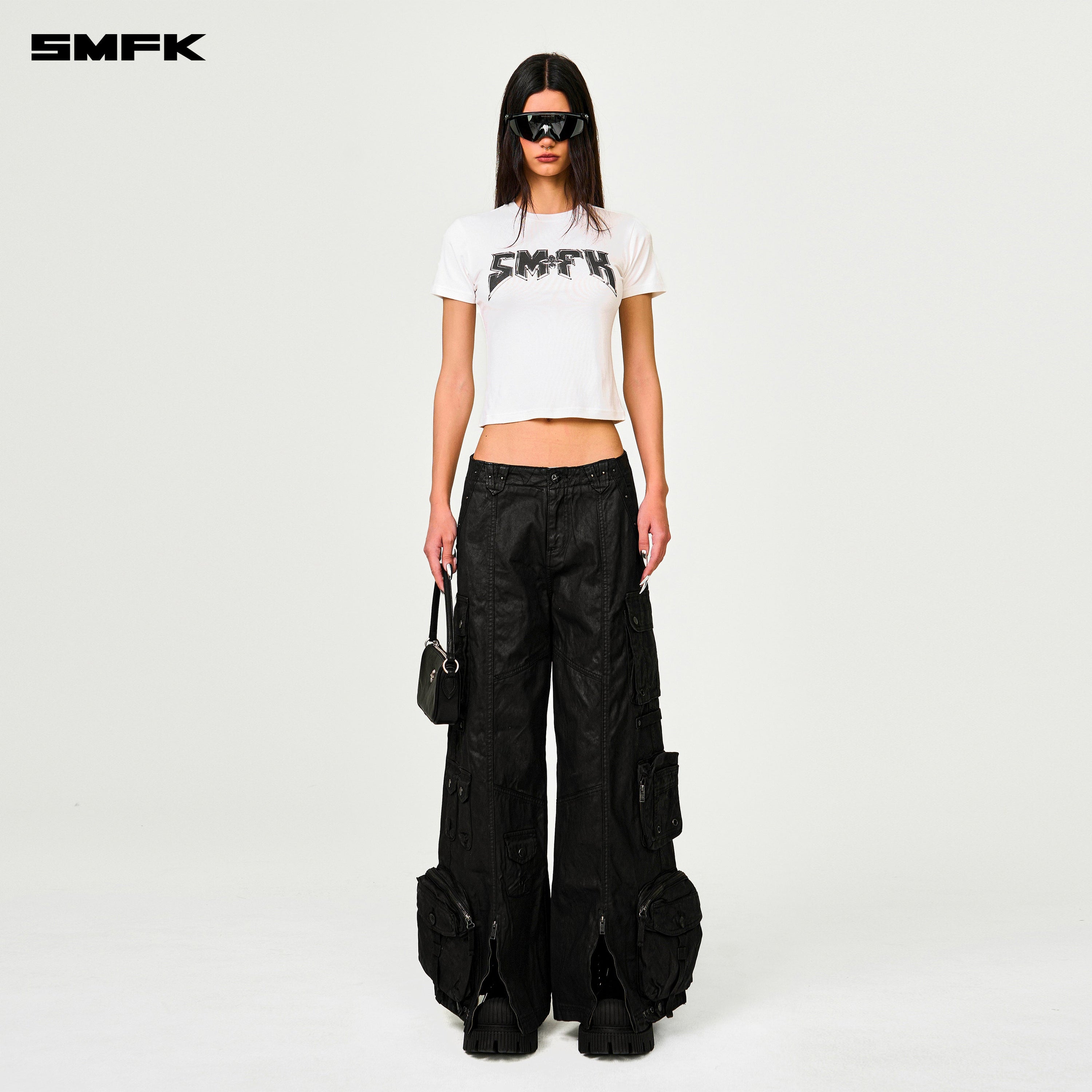 Compass Wild Cyber Mustang Waxed Wide - Leg Pants in Black - SMFK Official