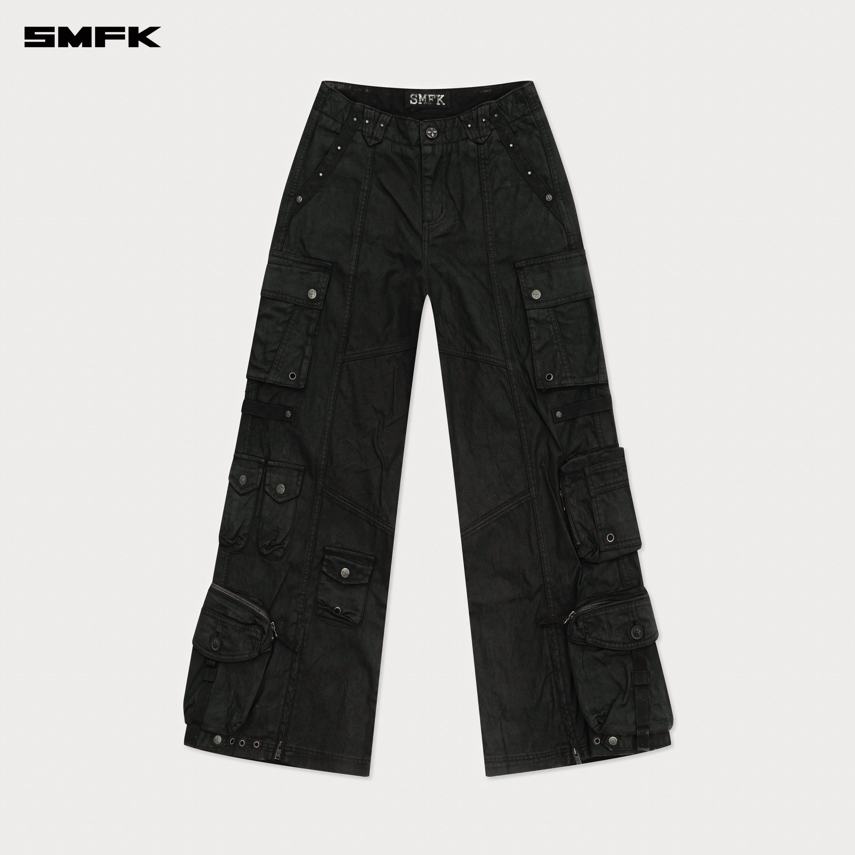 Compass Wild Cyber Mustang Waxed Wide - Leg Pants in Black - SMFK Official