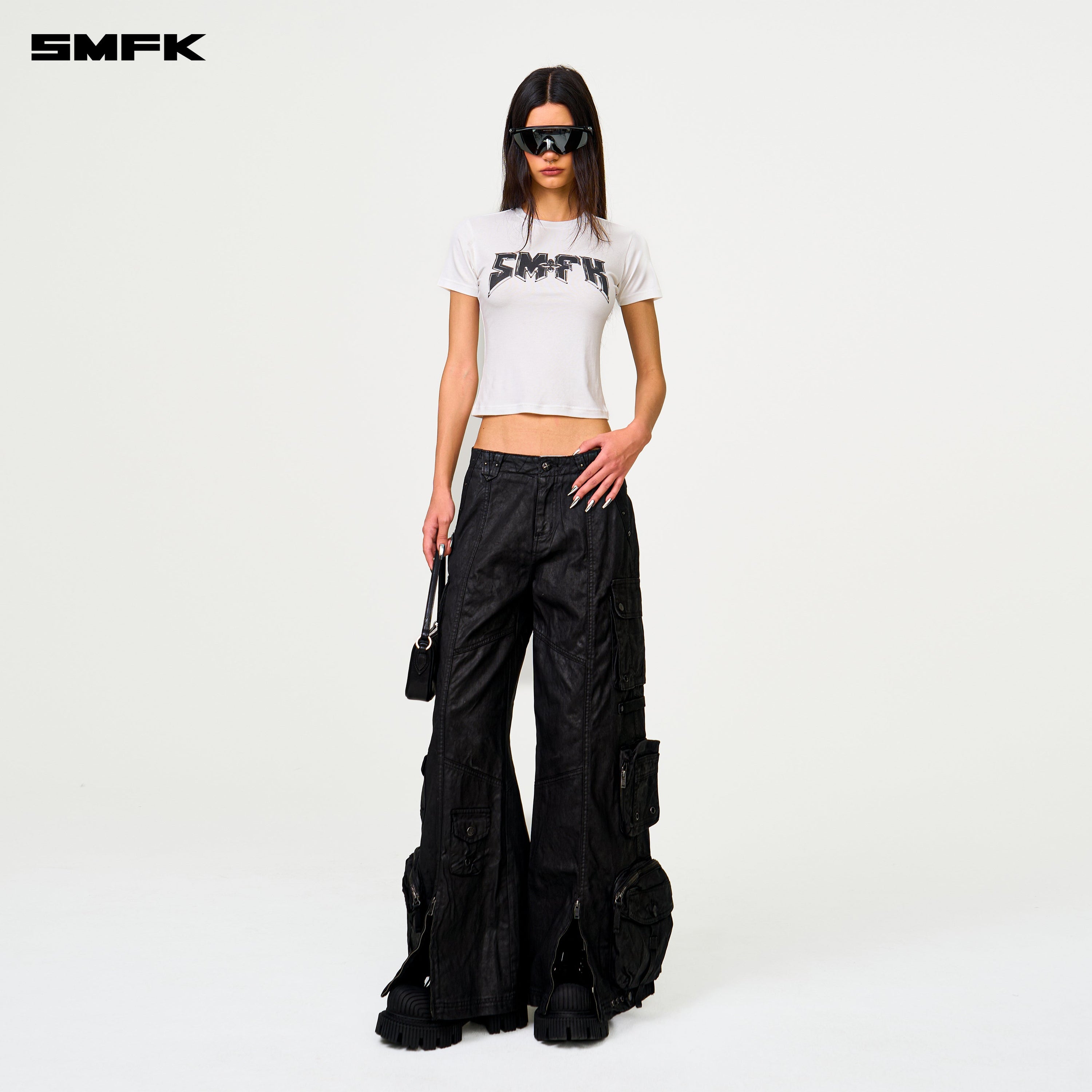 Compass Wild Cyber Mustang Waxed Wide - Leg Pants in Black - SMFK Official