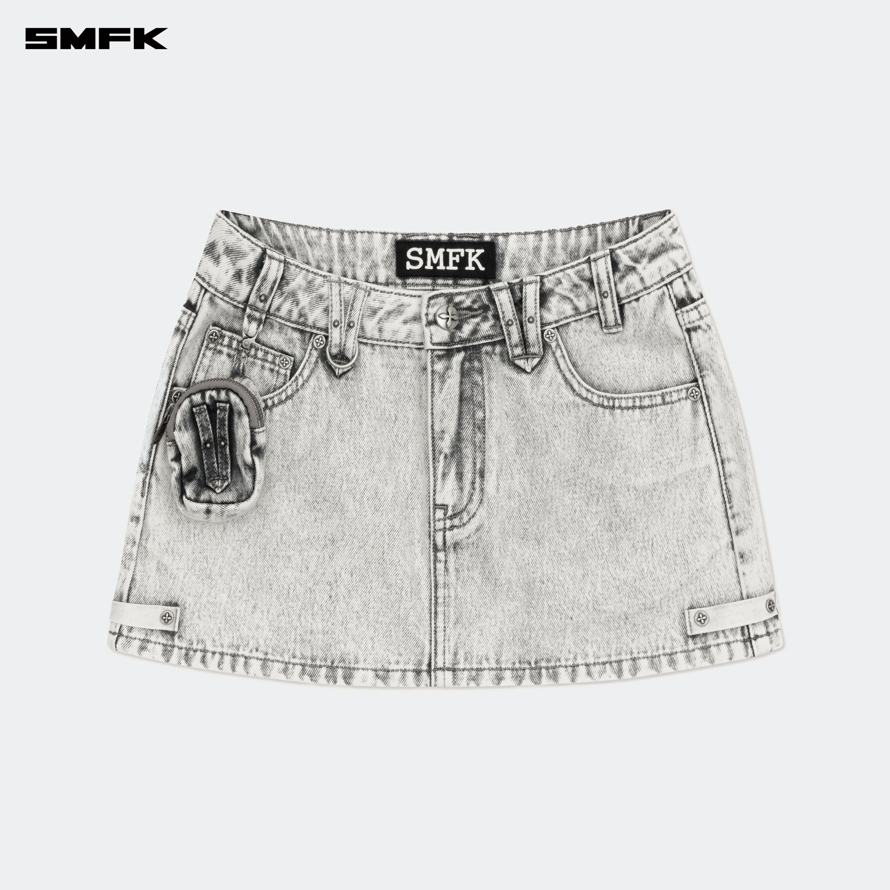 Compass Wild Tarpan Denim Mini Skirt Gray - SMFK Official