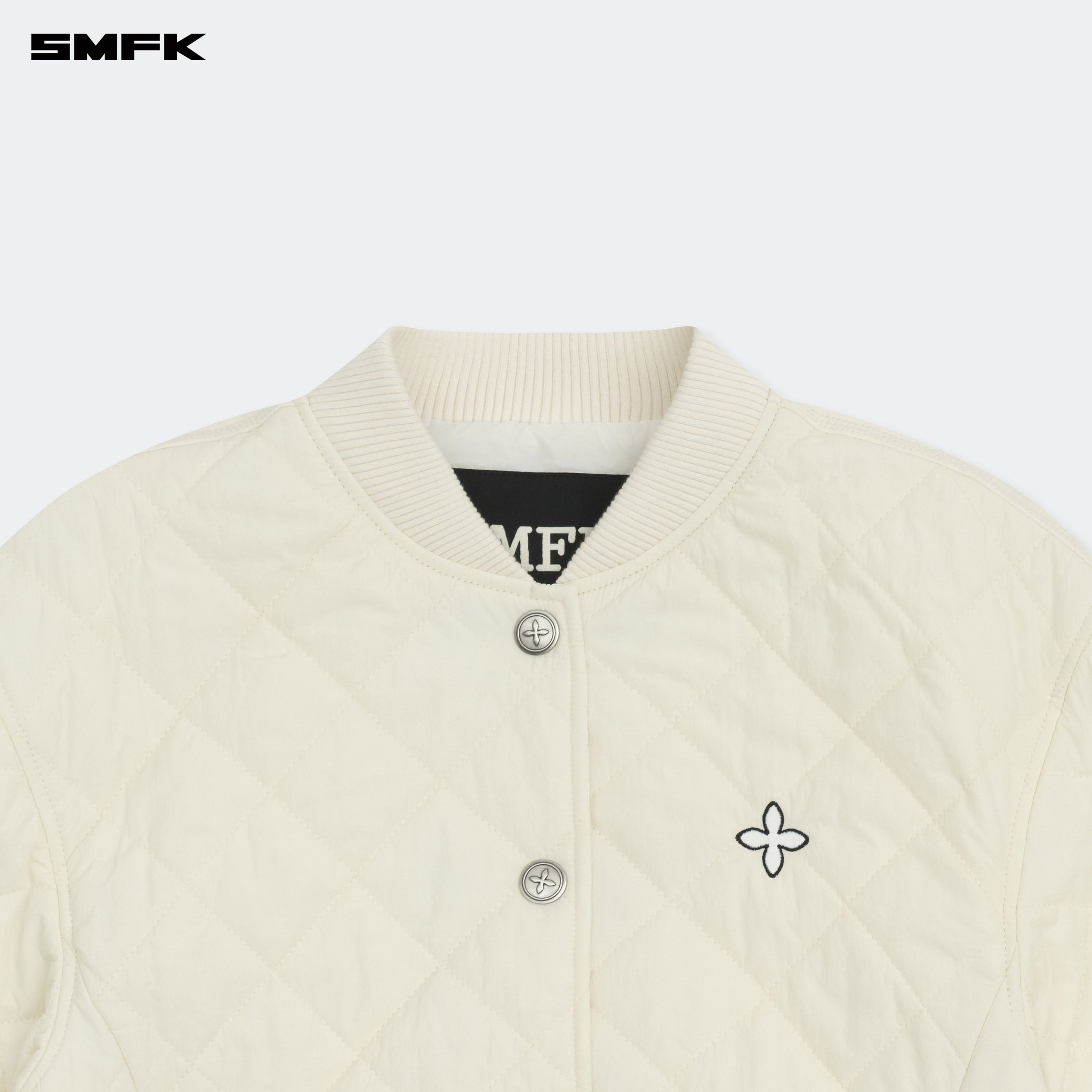 Compass Winter Badge Baseball Jacket In Cream - SMFK Official