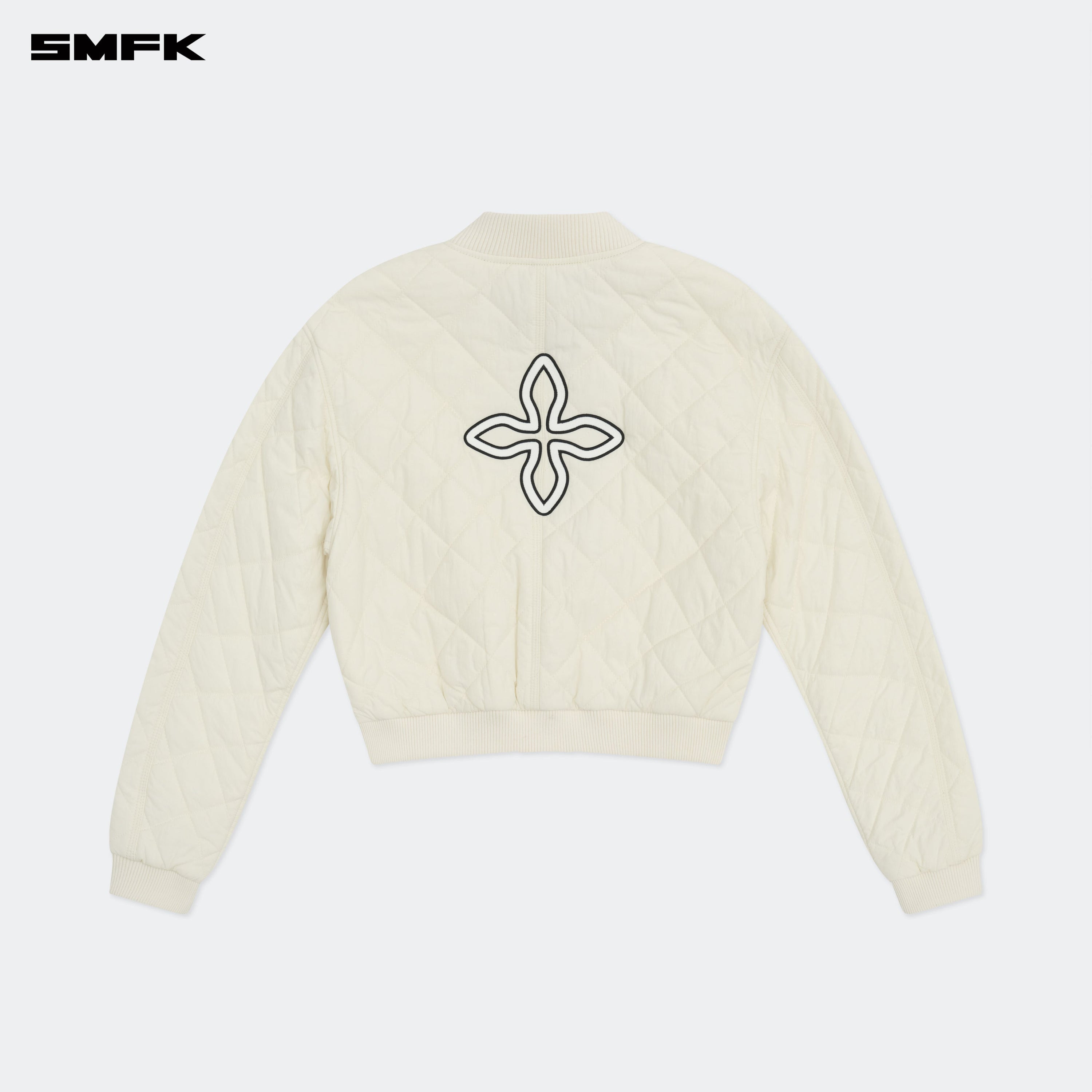 Compass Winter Badge Baseball Jacket In Cream - SMFK Official