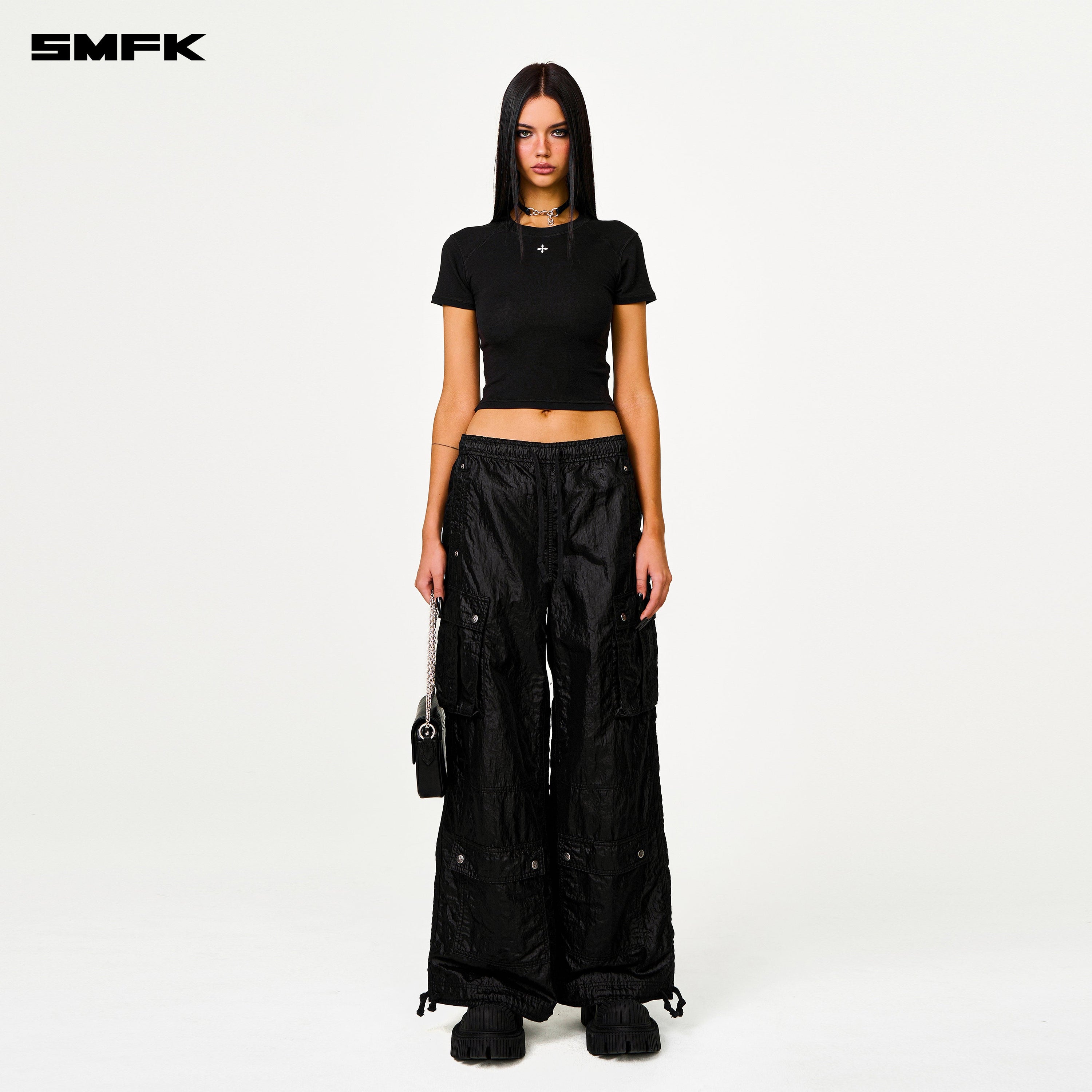 FUTURE Lightning Wide - Leg Track Pants in Black - SMFK Official