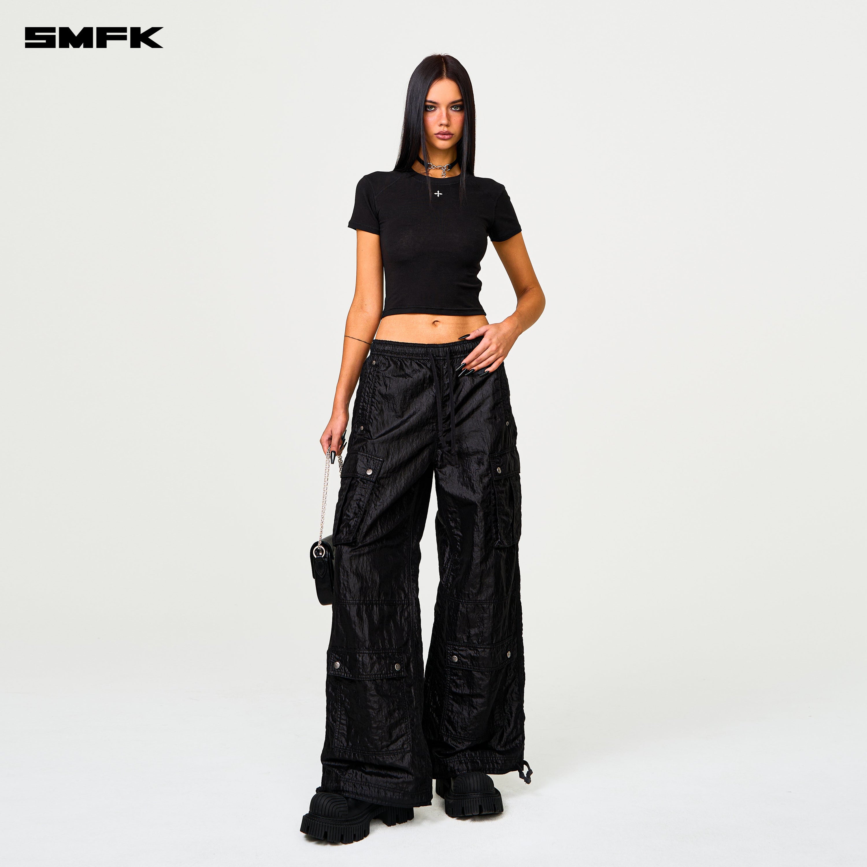 FUTURE Lightning Wide - Leg Track Pants in Black - SMFK Official