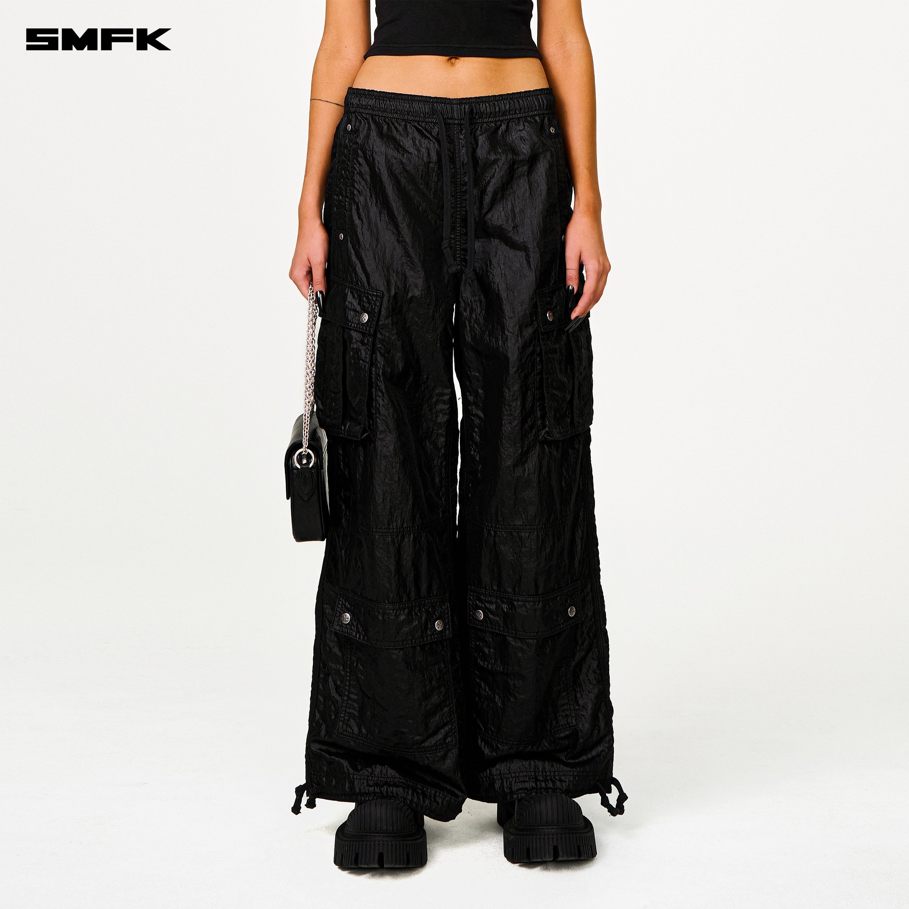 FUTURE Lightning Wide - Leg Track Pants in Black - SMFK Official