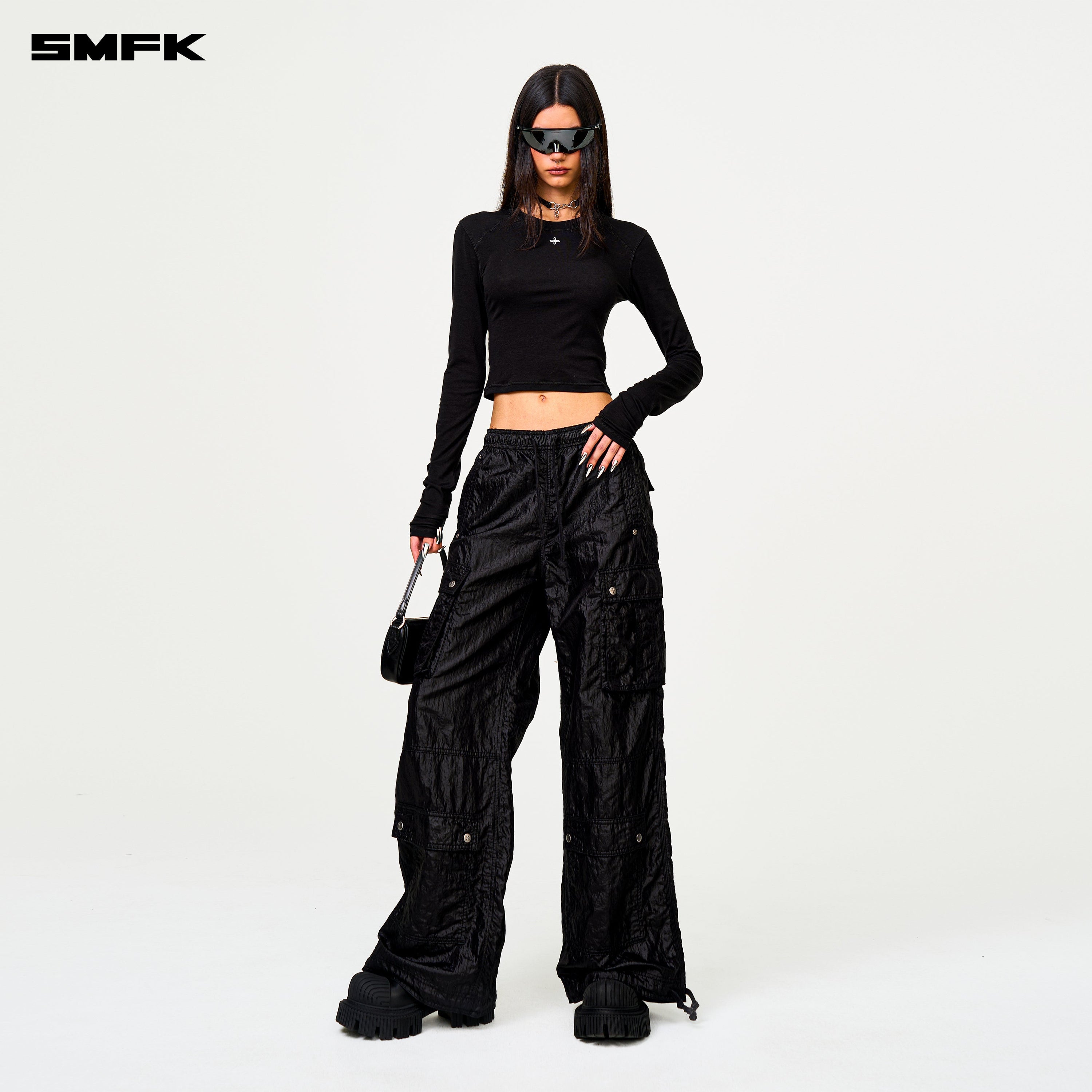 FUTURE Lightning Wide - Leg Track Pants in Black - SMFK Official