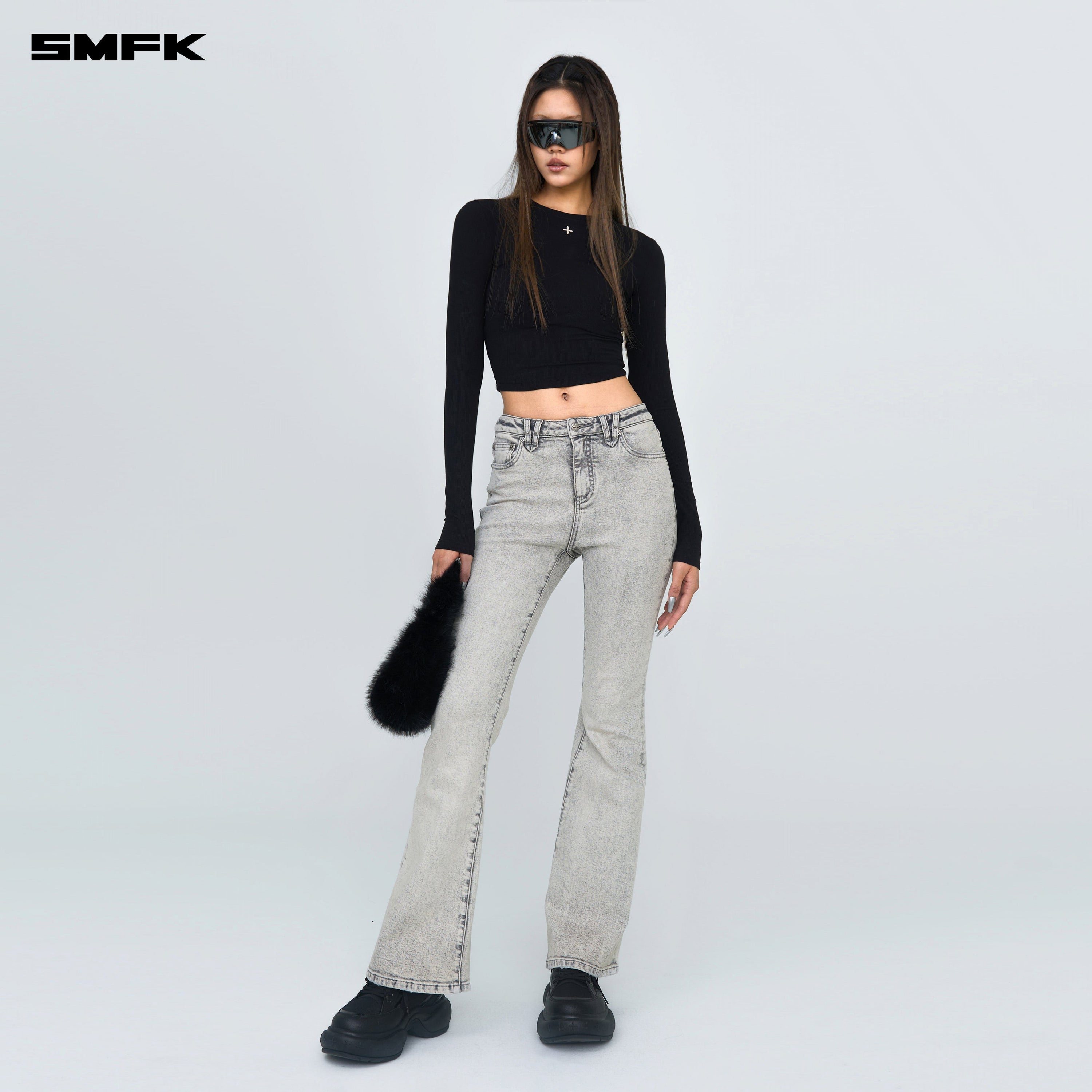 FUTURE Mirage Gray Nebula Stretch - flared Jeans - SMFK Official