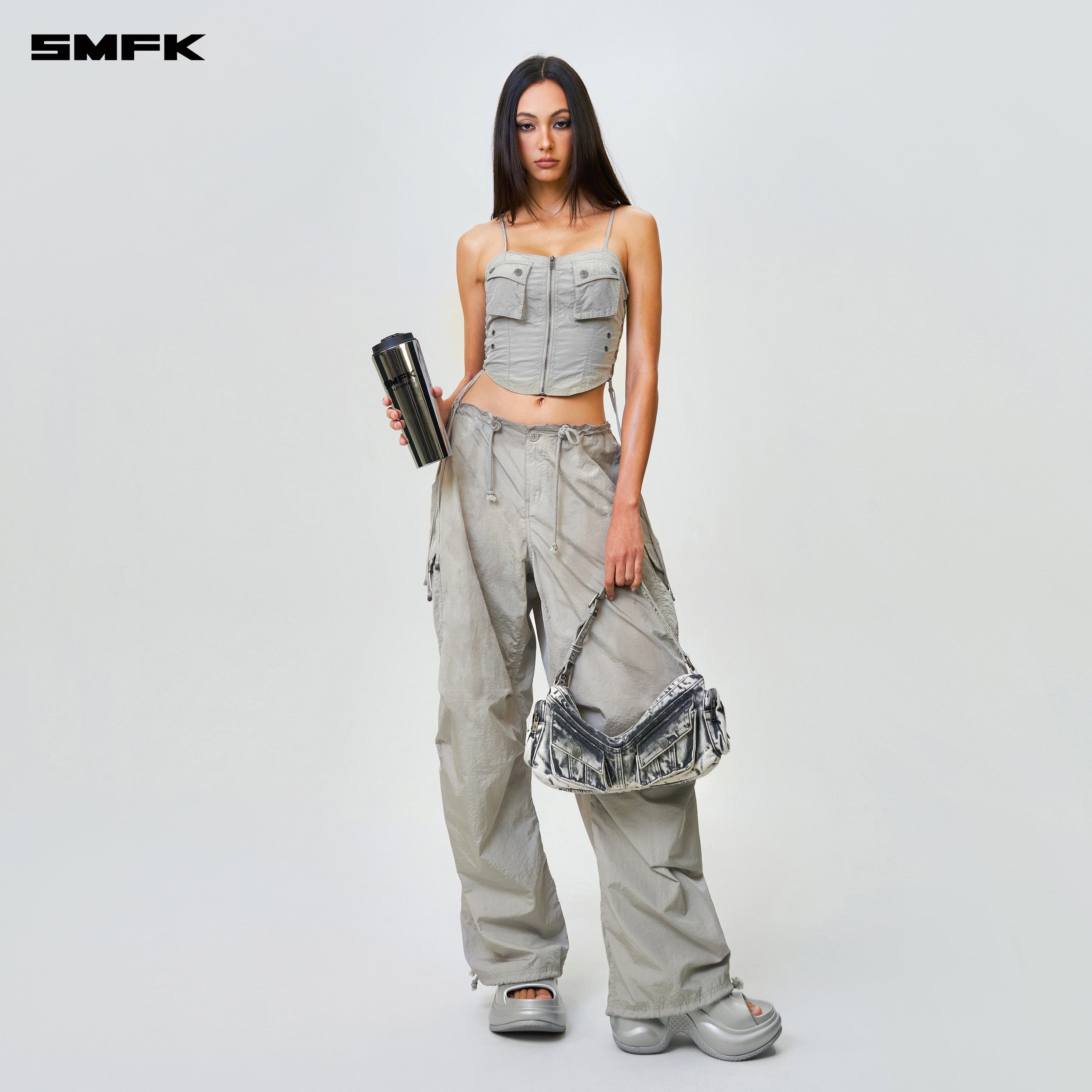 FUTURE Storm Hunting Loose Paratrooper Pants Silver - SMFK Official