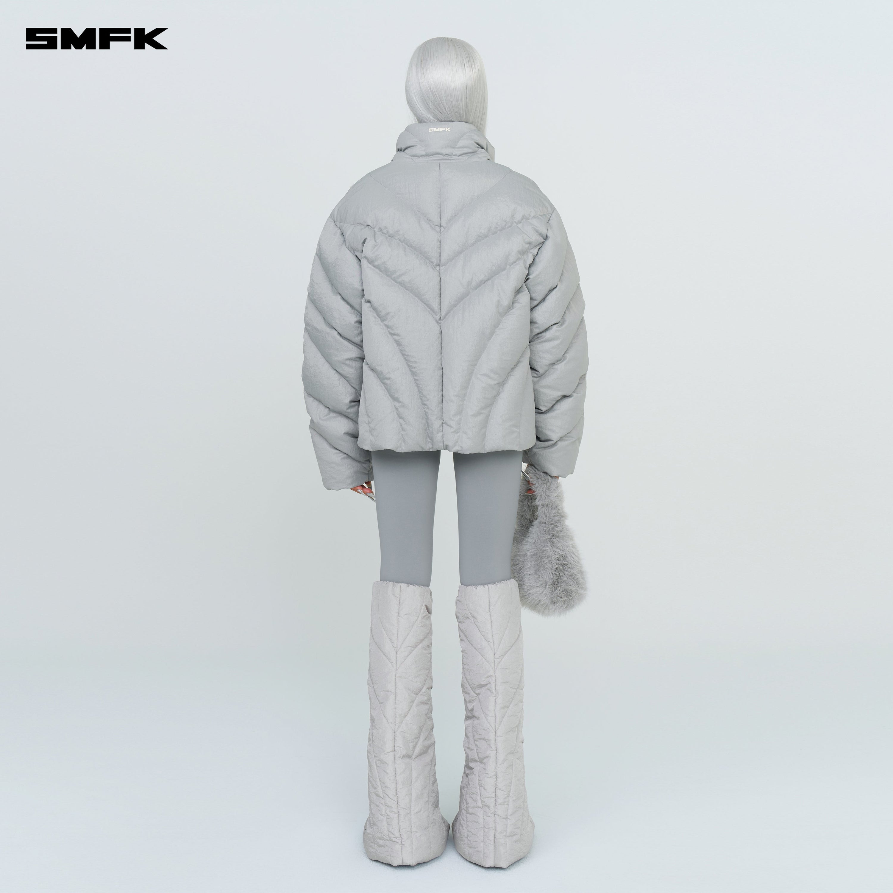 FUTURE Storm Wide Down Puff Jacket In Silver - SMFK Official