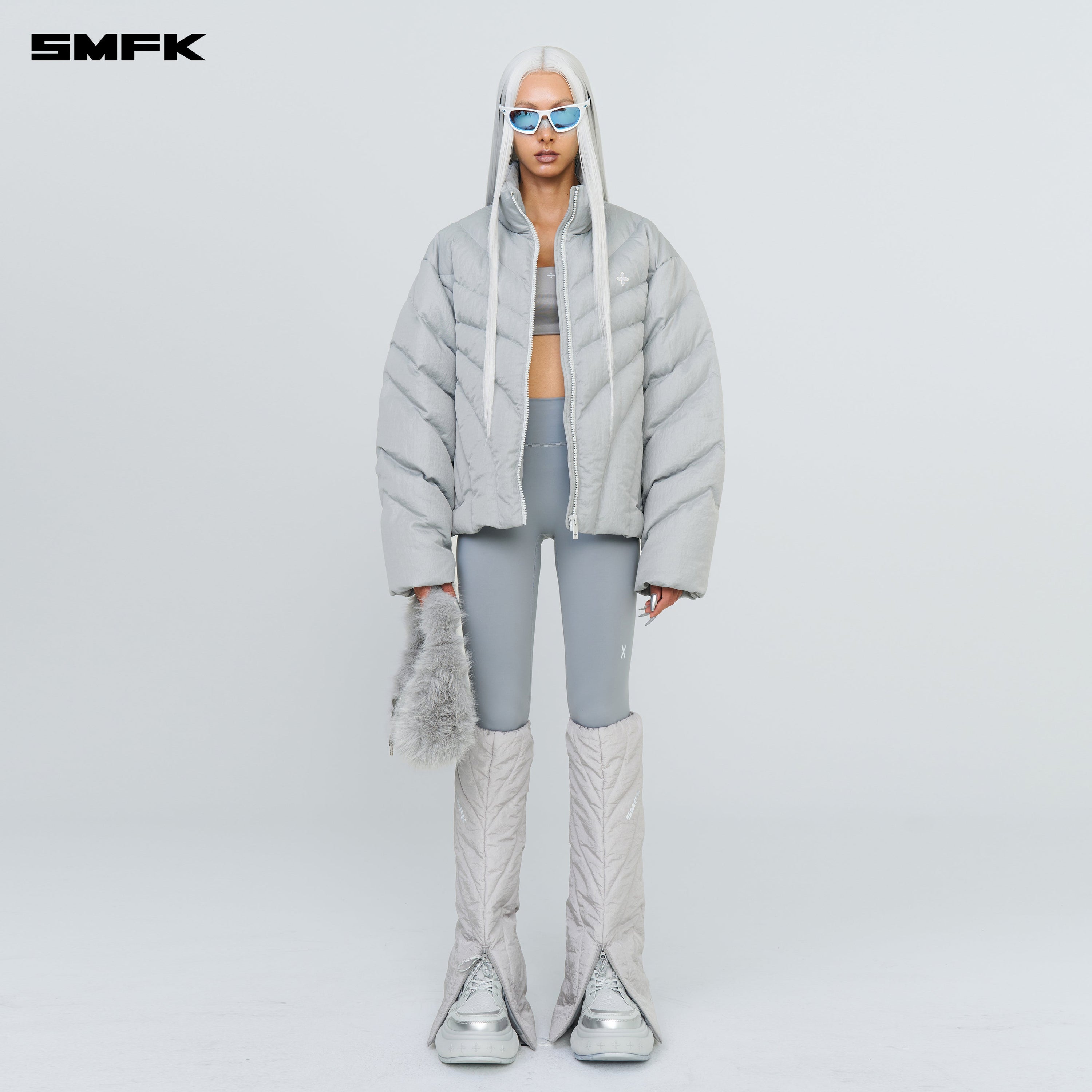 FUTURE Storm Wide Down Puff Jacket In Silver - SMFK Official