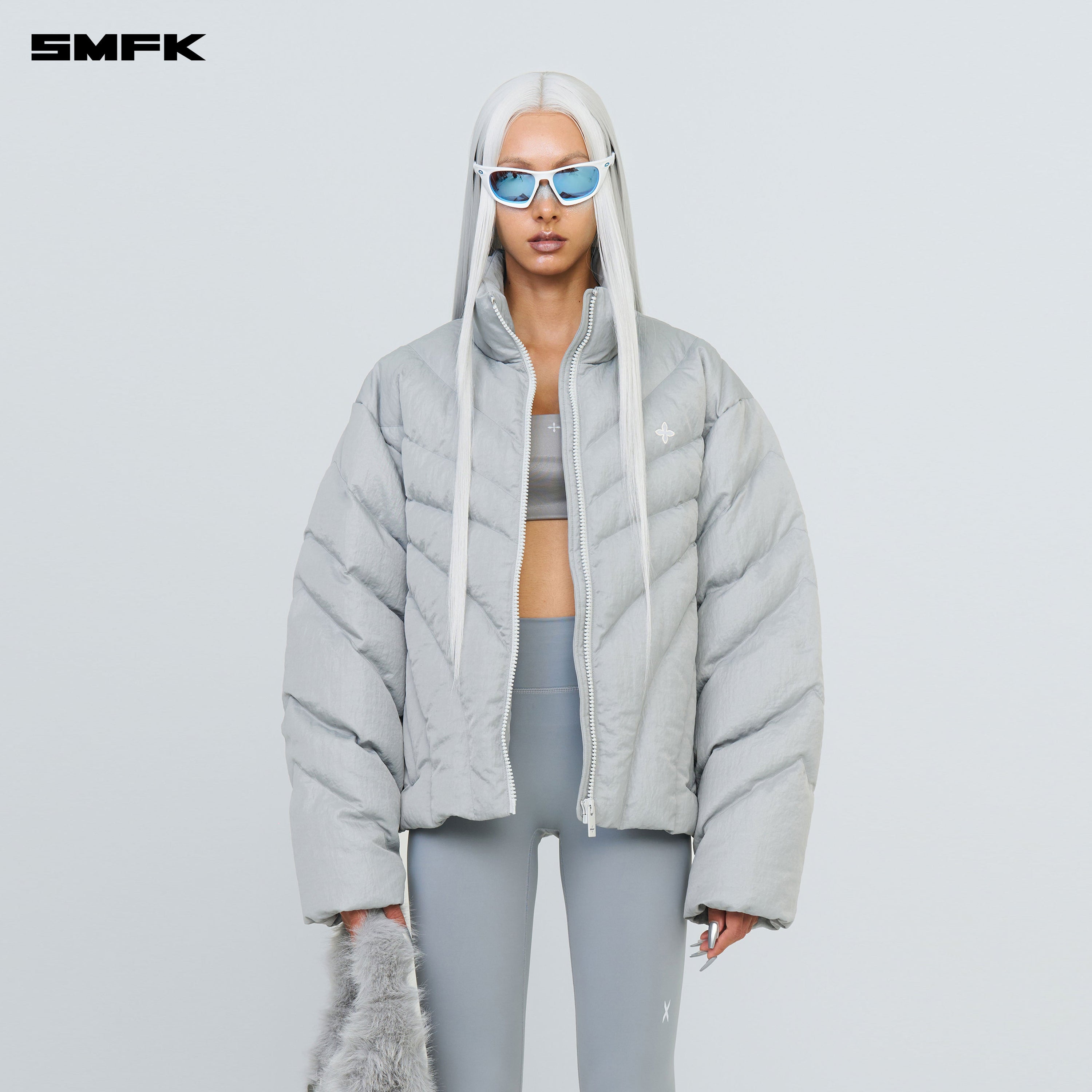 FUTURE Storm Wide Down Puff Jacket In Silver - SMFK Official