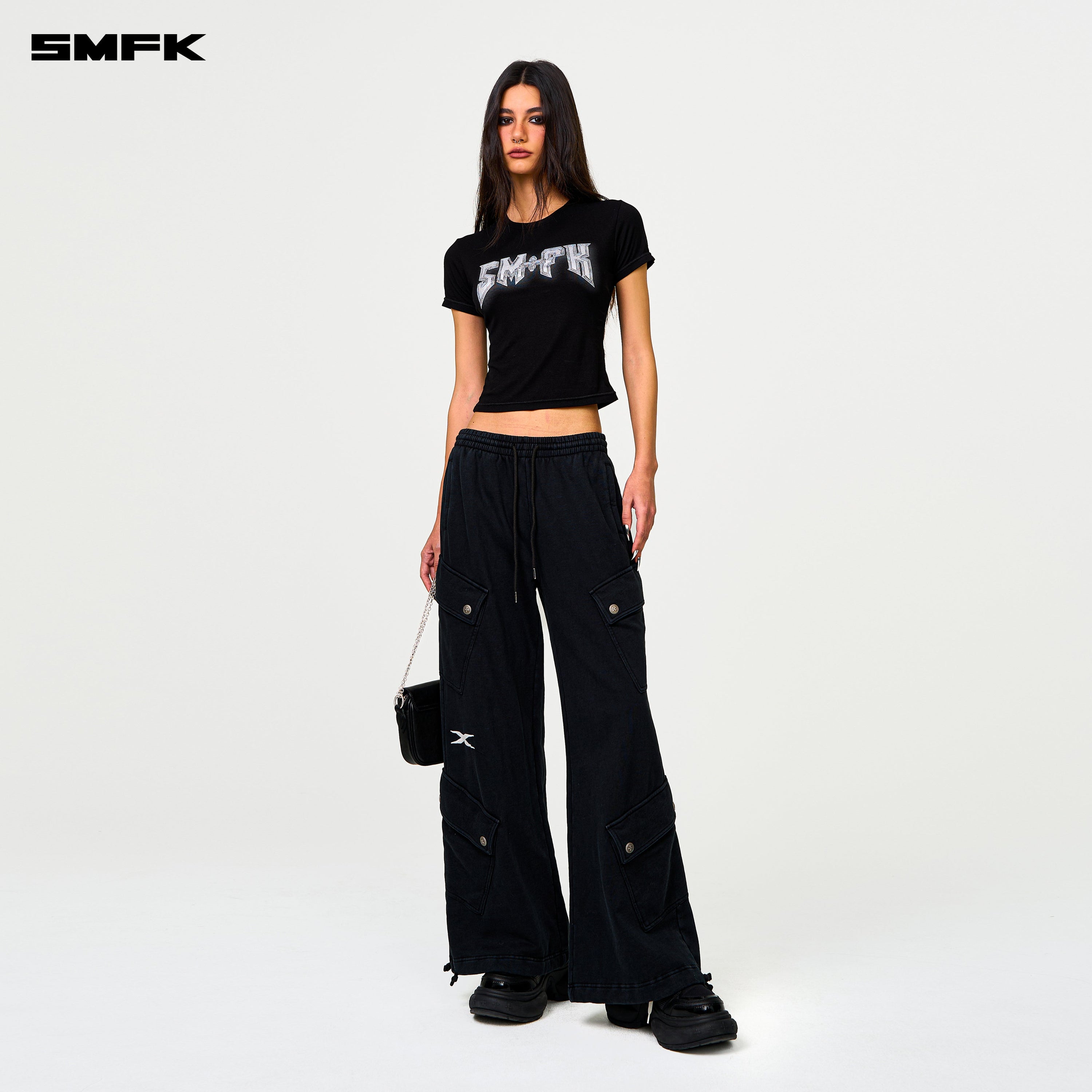 FUTURE Wide - Leg Track Pants in Black - SMFK Official