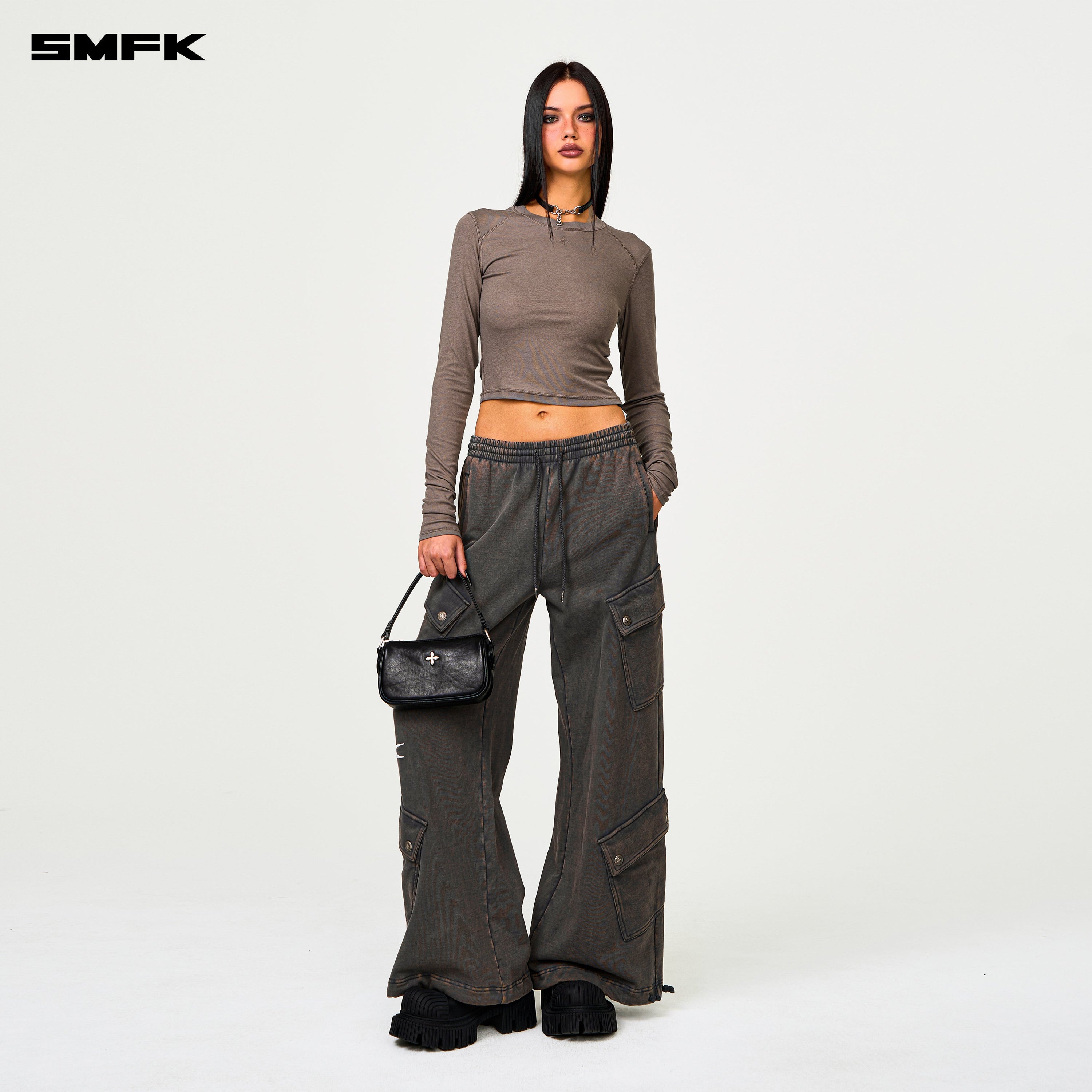 FUTURE Wide - Leg Track Pants in Gray - SMFK Official