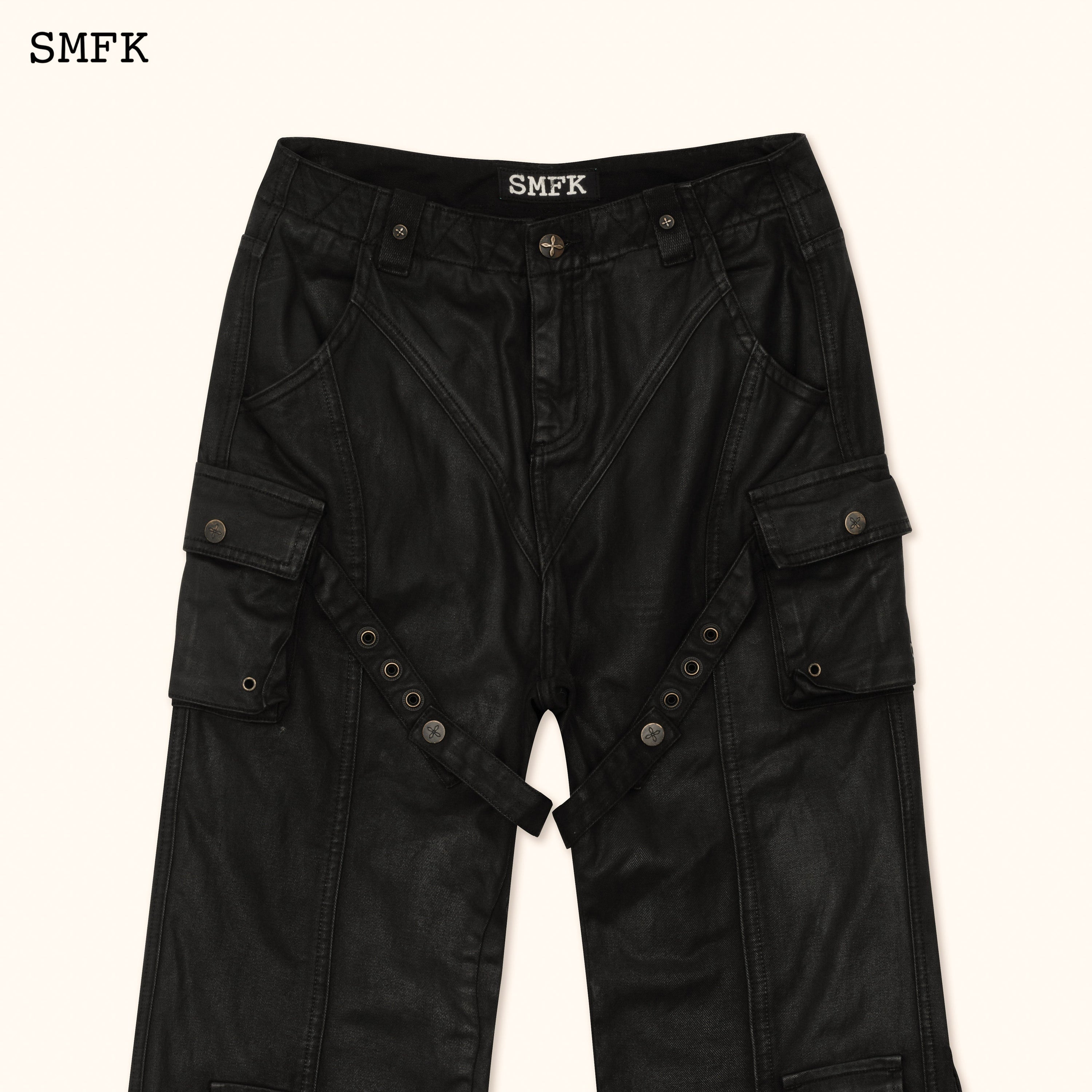 Ancient Myth Black Panther Waxed Flared Pants - SMFK Official