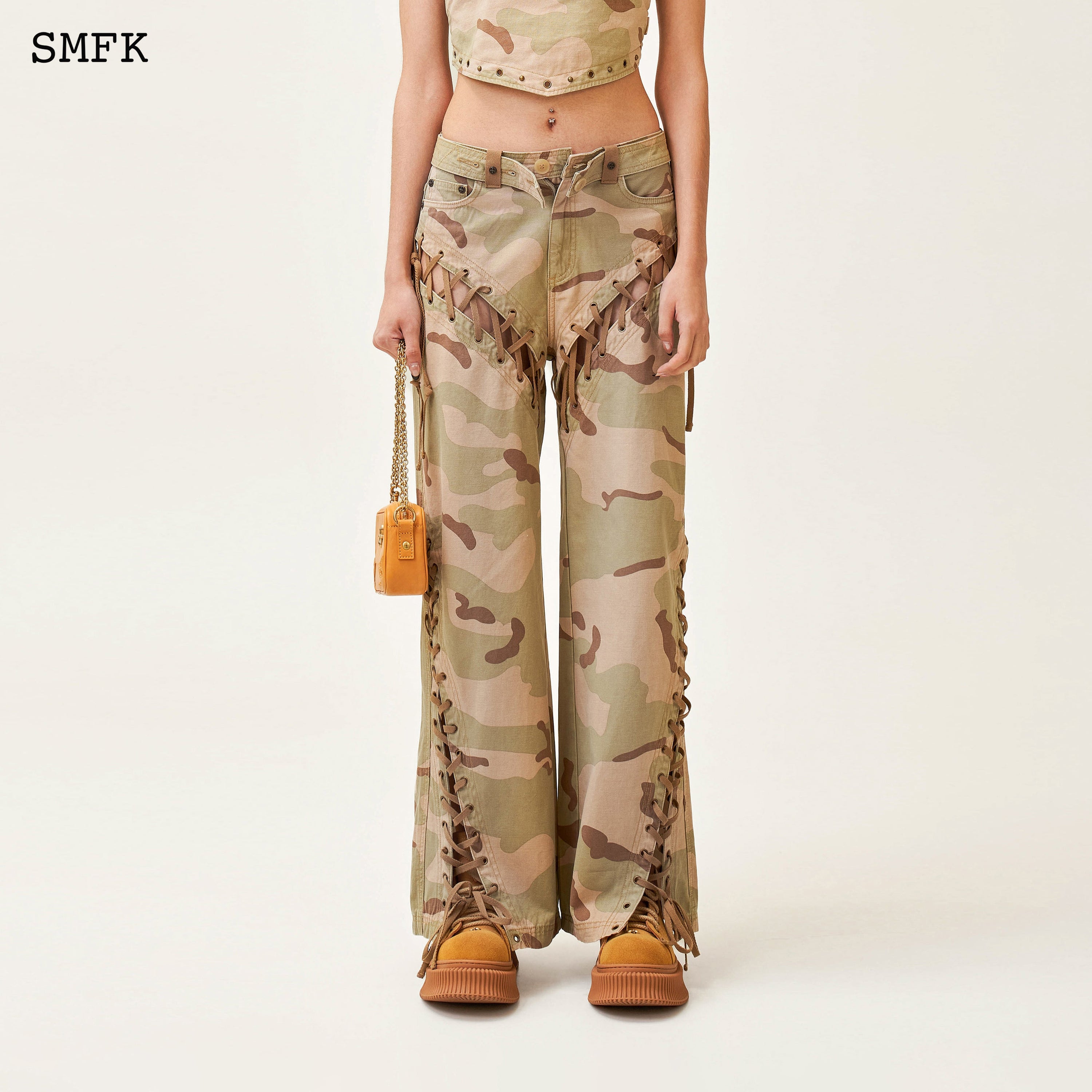 Ancient Myth Camouflage Desert Wide-Leg Jeans - SMFK Official